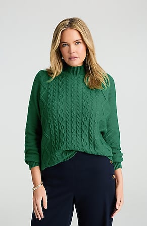 Image for Cabled Mock-Neck Sweater