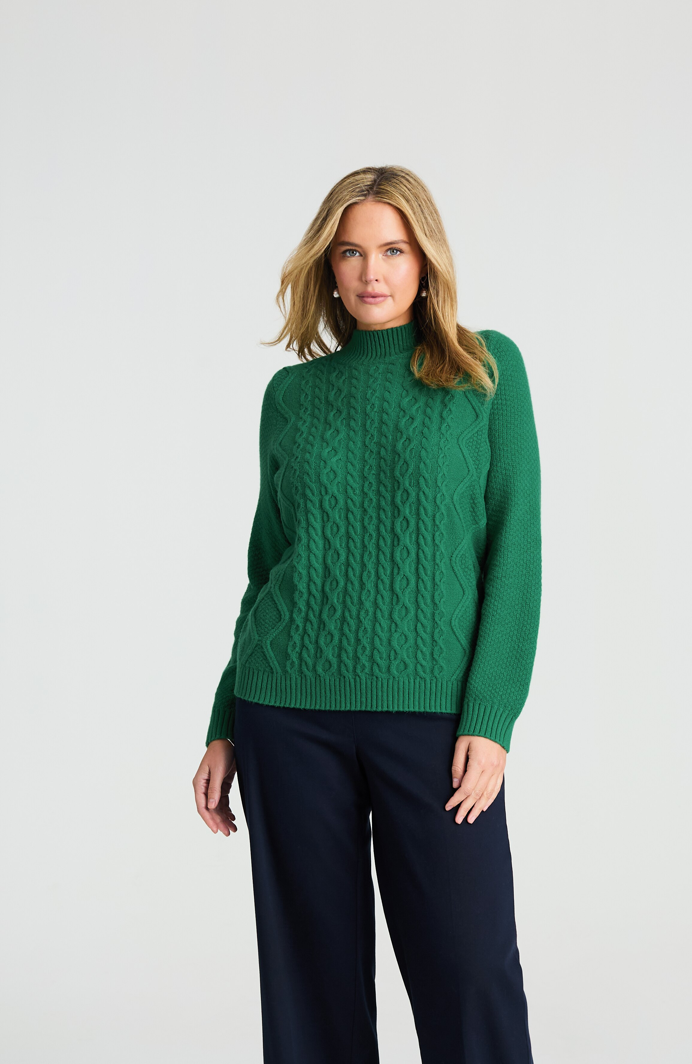 CABLED MOCK-NECK SWEATER | JJill