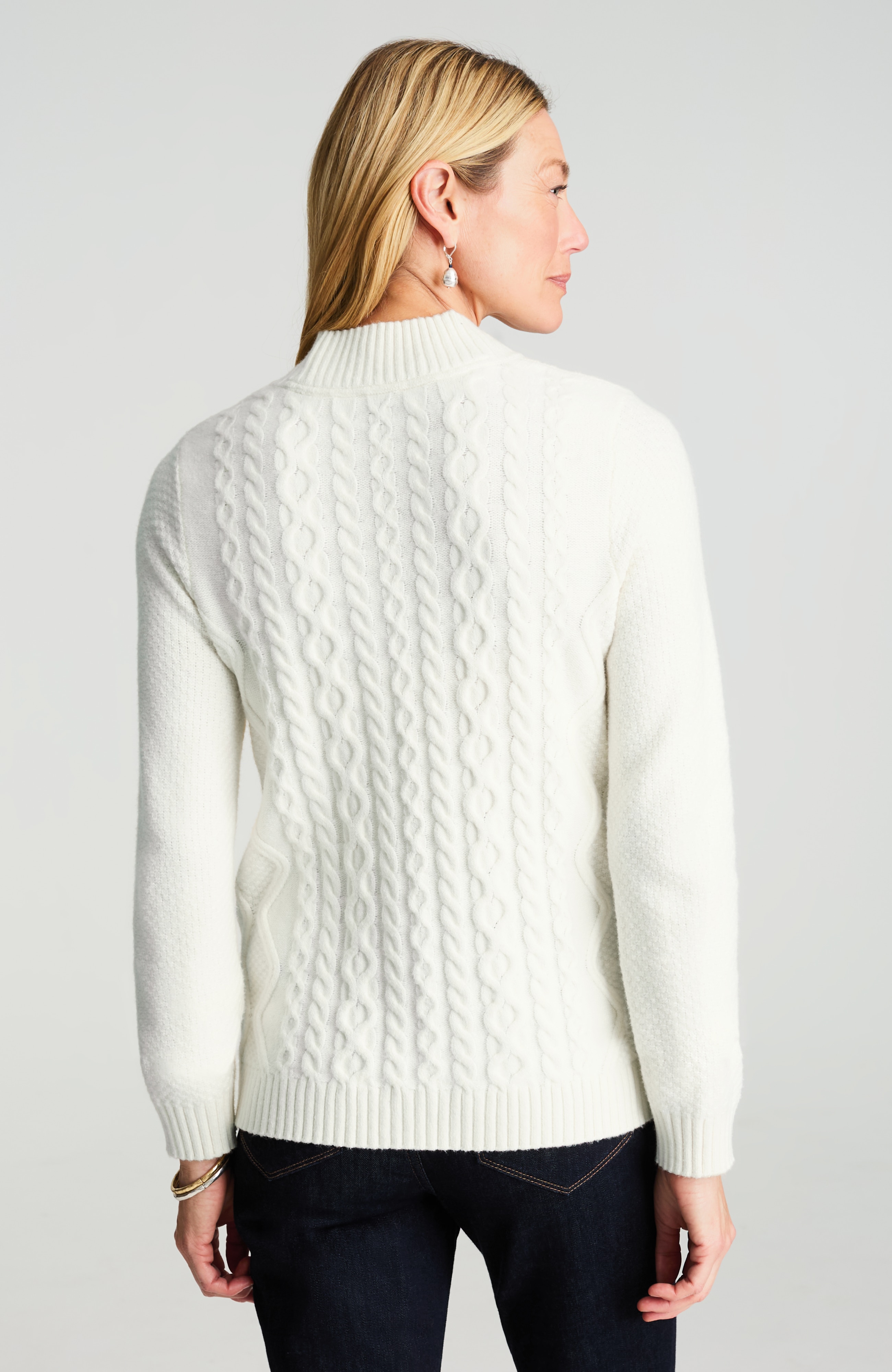 CABLED MOCK-NECK SWEATER | JJill