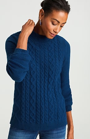 Image for Cabled Mock-Neck Sweater