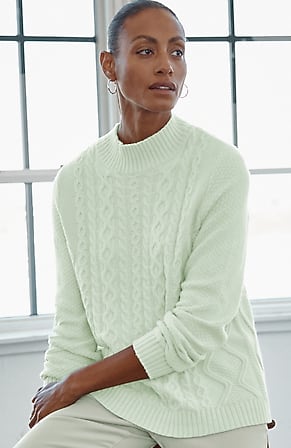 Image for Cabled Mock-Neck Sweater