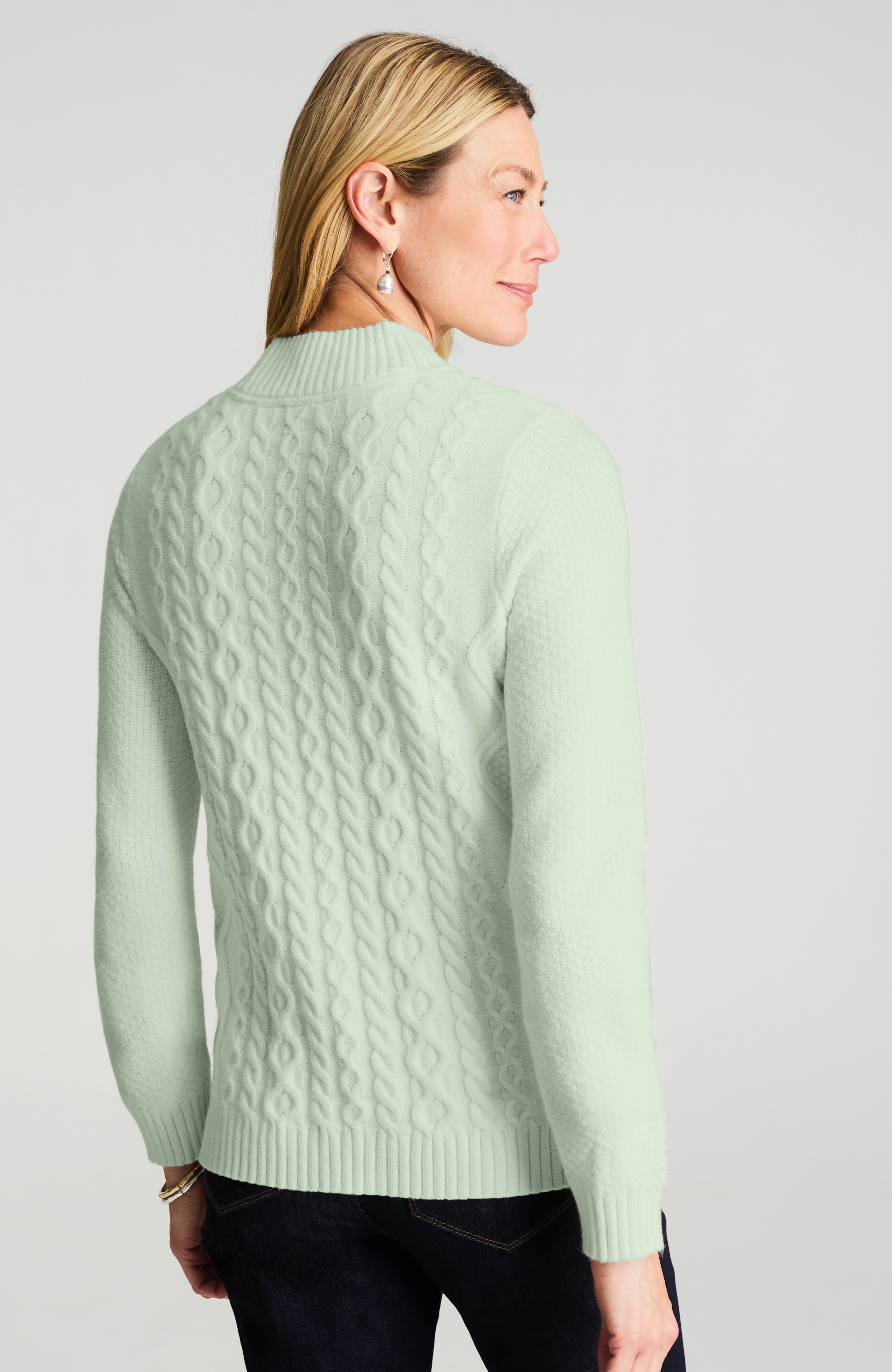 CABLED MOCK-NECK SWEATER | JJill