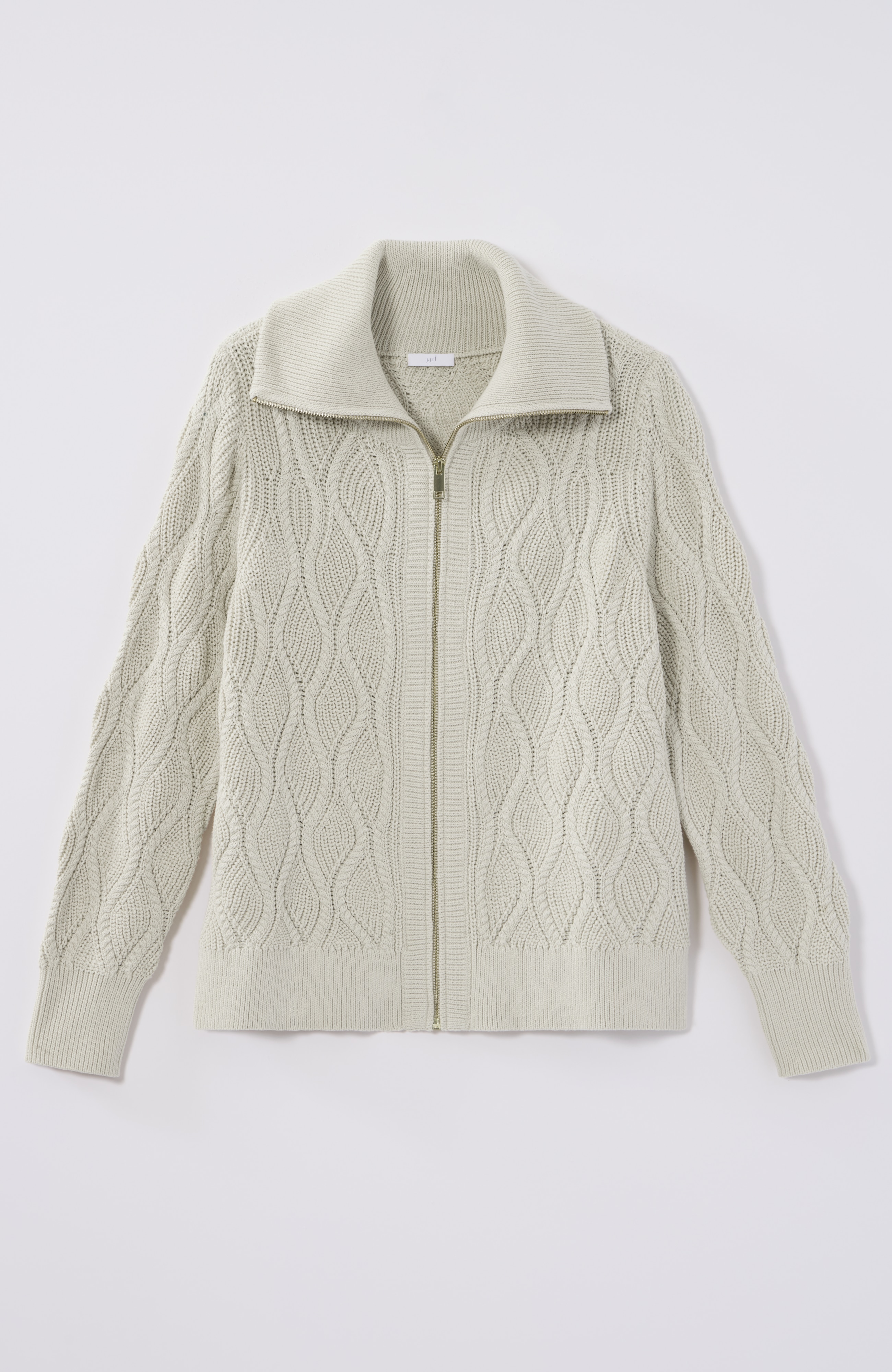 quilt-stitched zip-front cardi