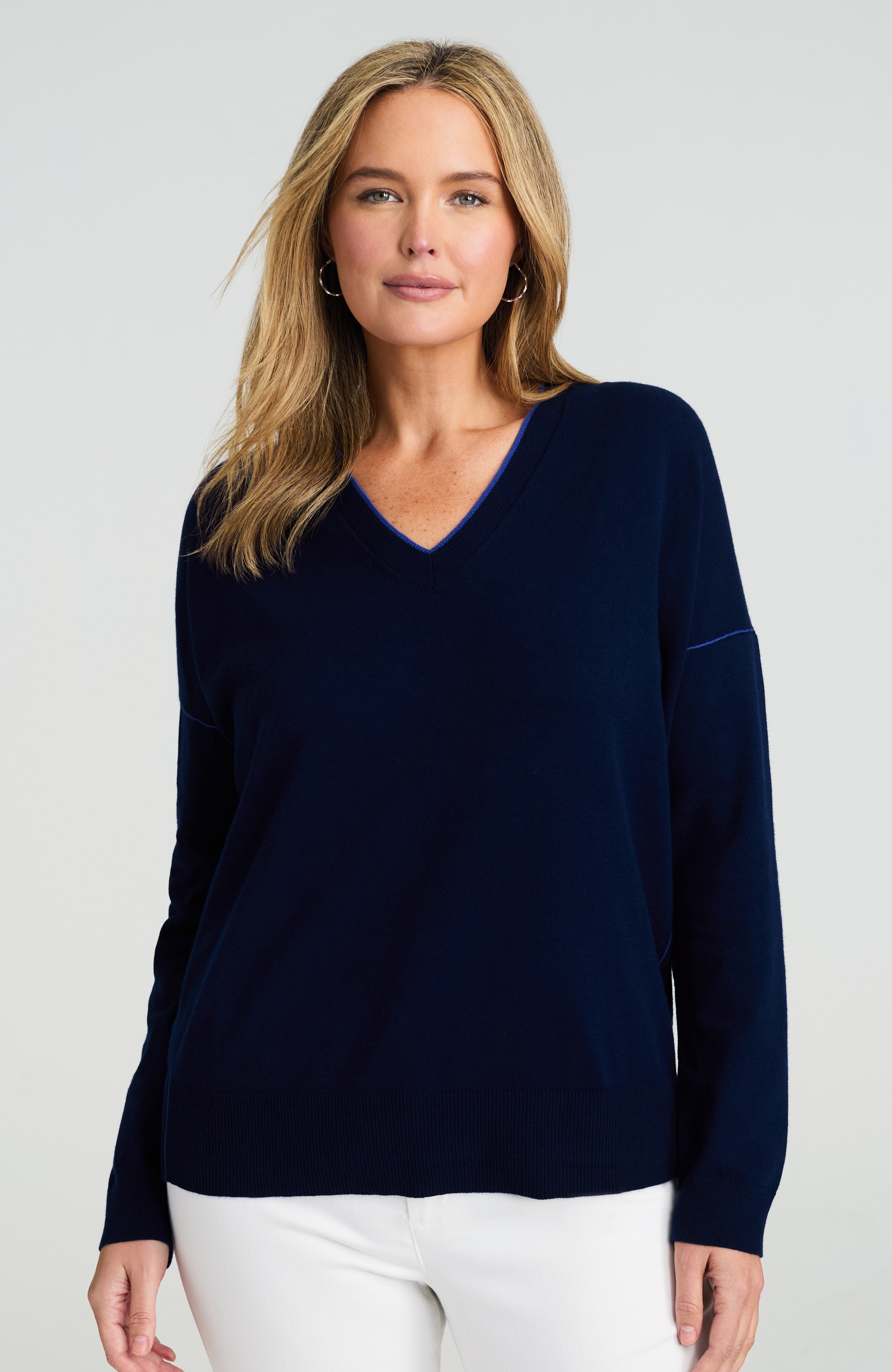 tipped v-neck sweater