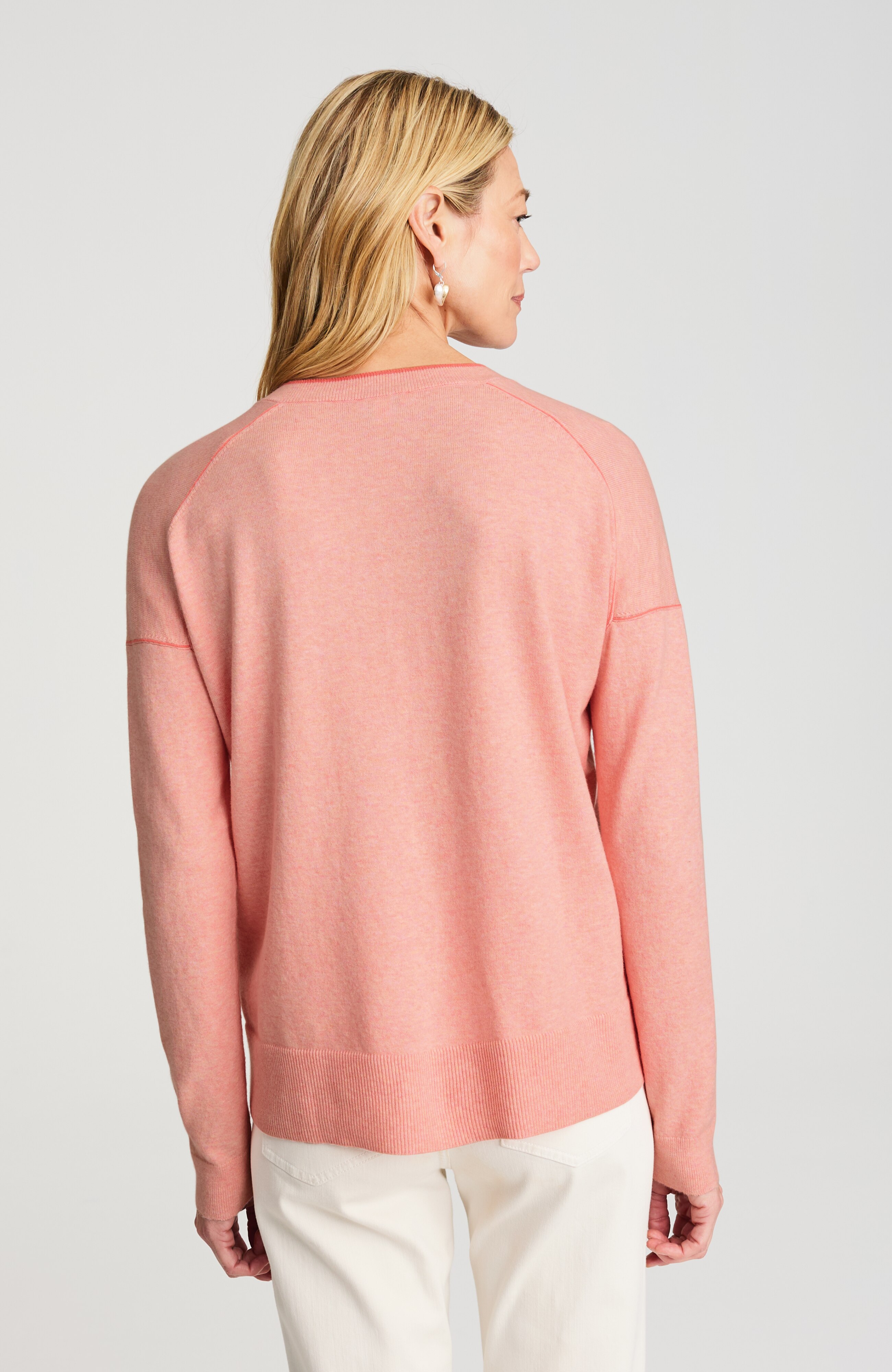 Tipped V-Neck Sweater | JJill