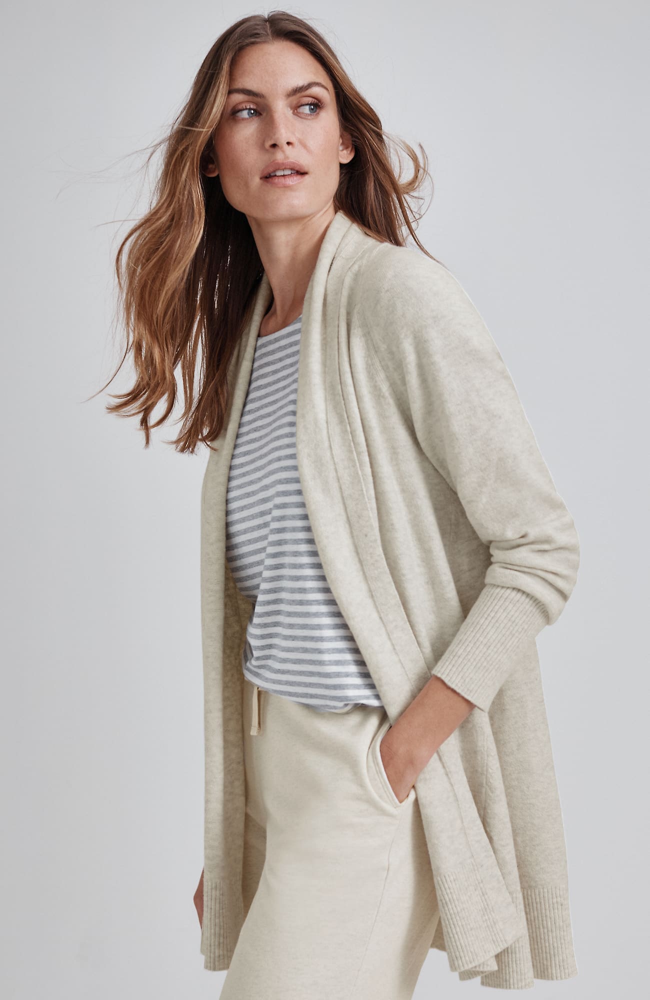Jjill J.jill Getaway Shawl-collar Cardi In Neutral