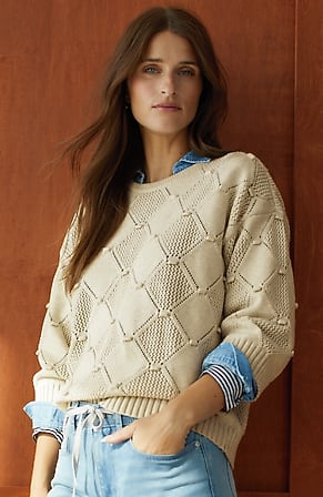 Image for Diamond-Patterned Textured Sweater