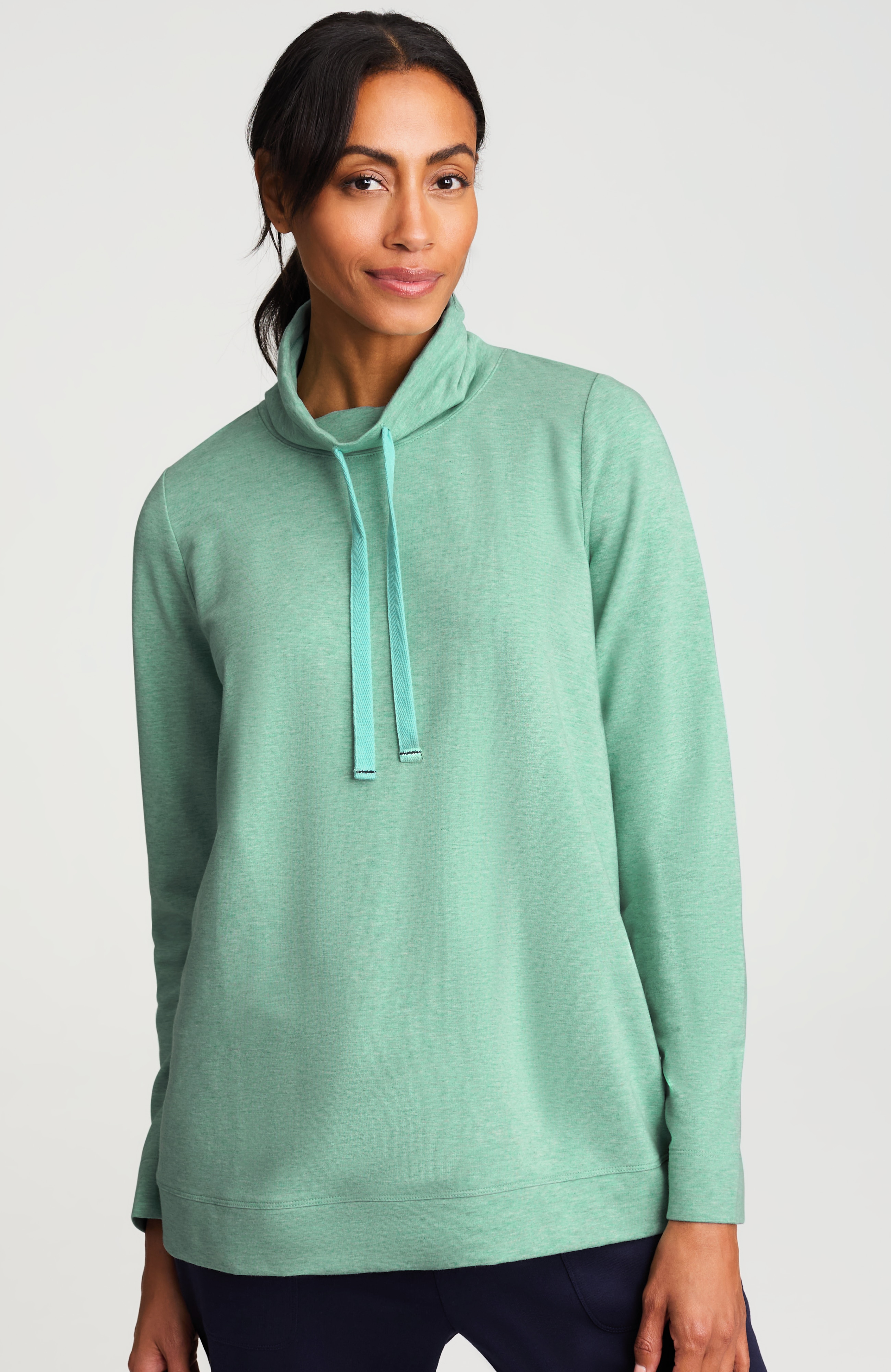 FIT HEATHERED MOCK-NECK SWEATSHIRT | JJill