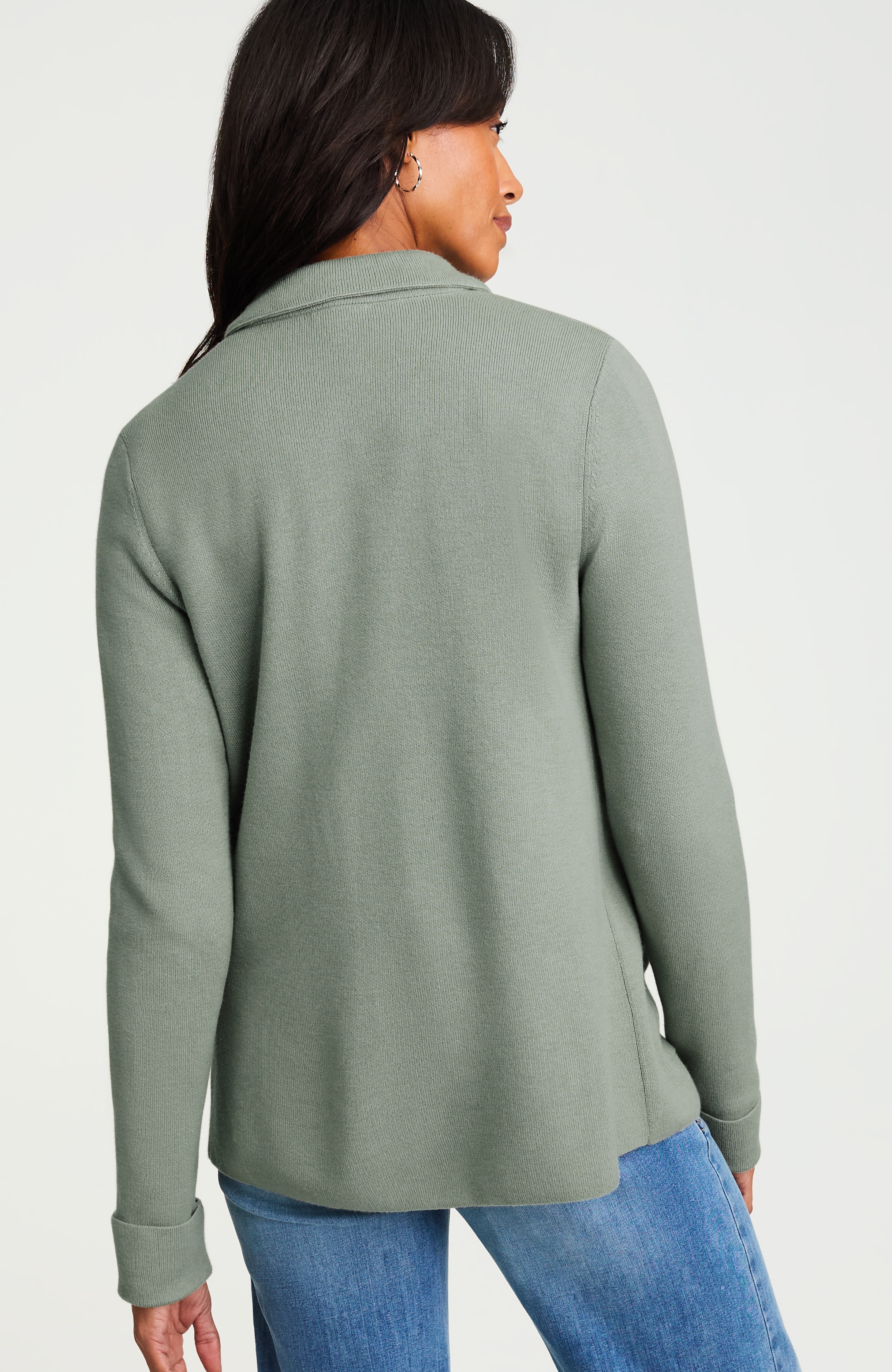 COTTON-BLEND NOTCHED-COLLAR CARDI | JJill