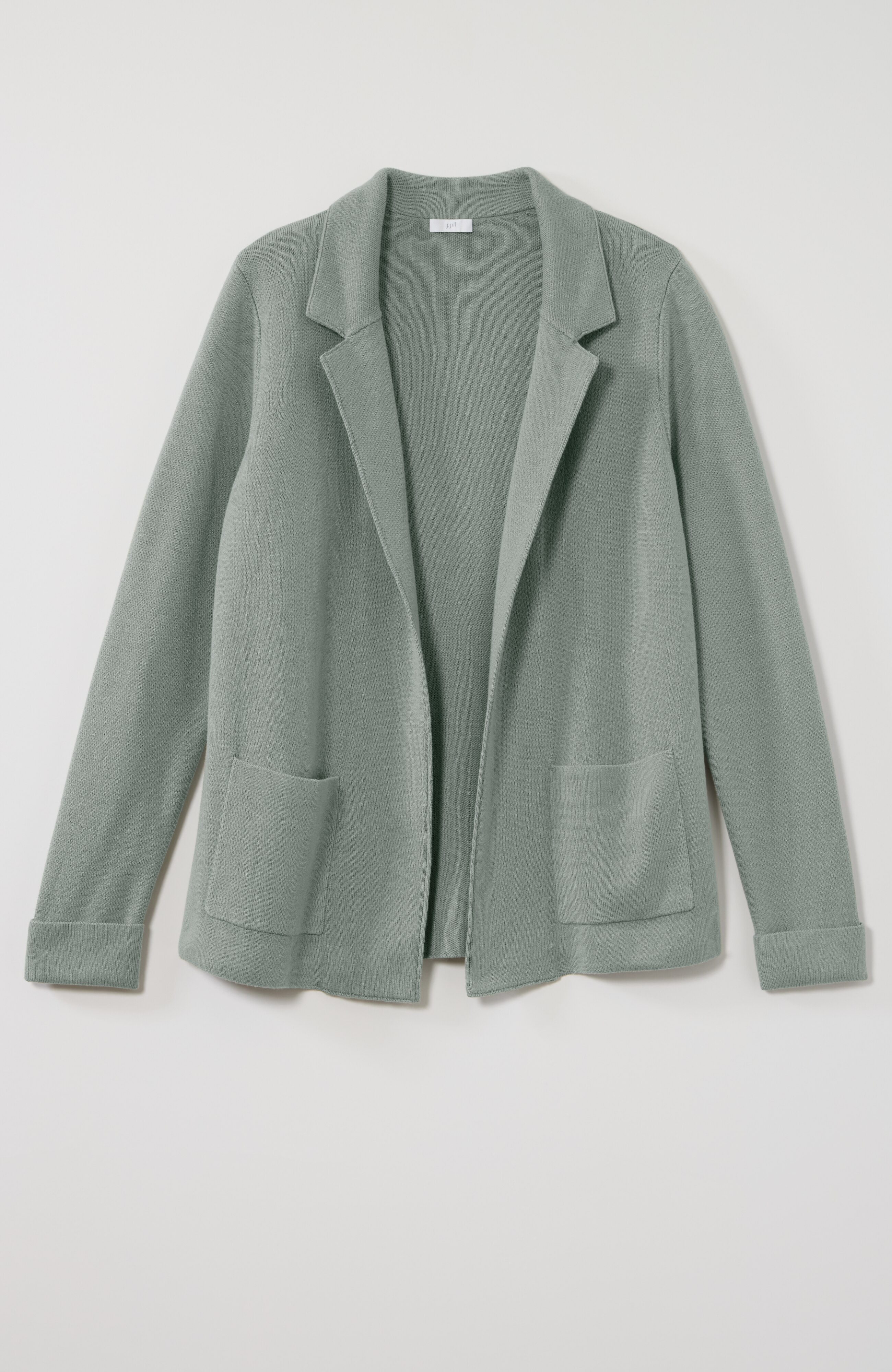COTTON-BLEND NOTCHED-COLLAR CARDI | JJill