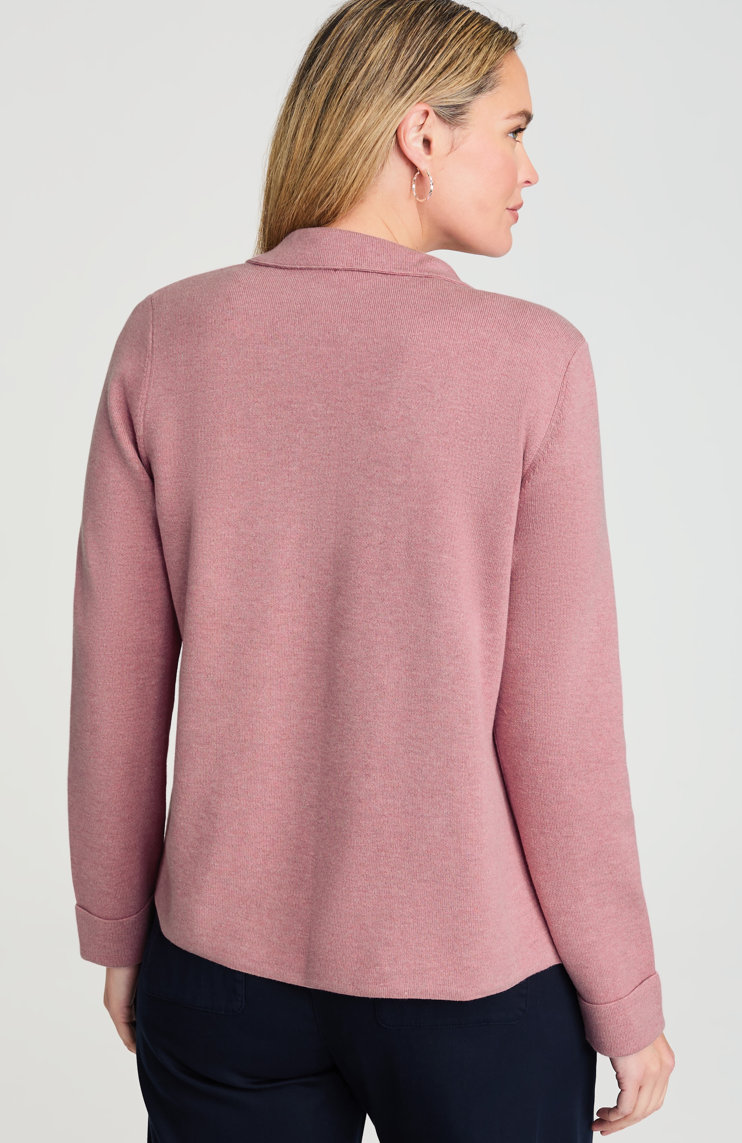 cotton-blend notched-collar cardi