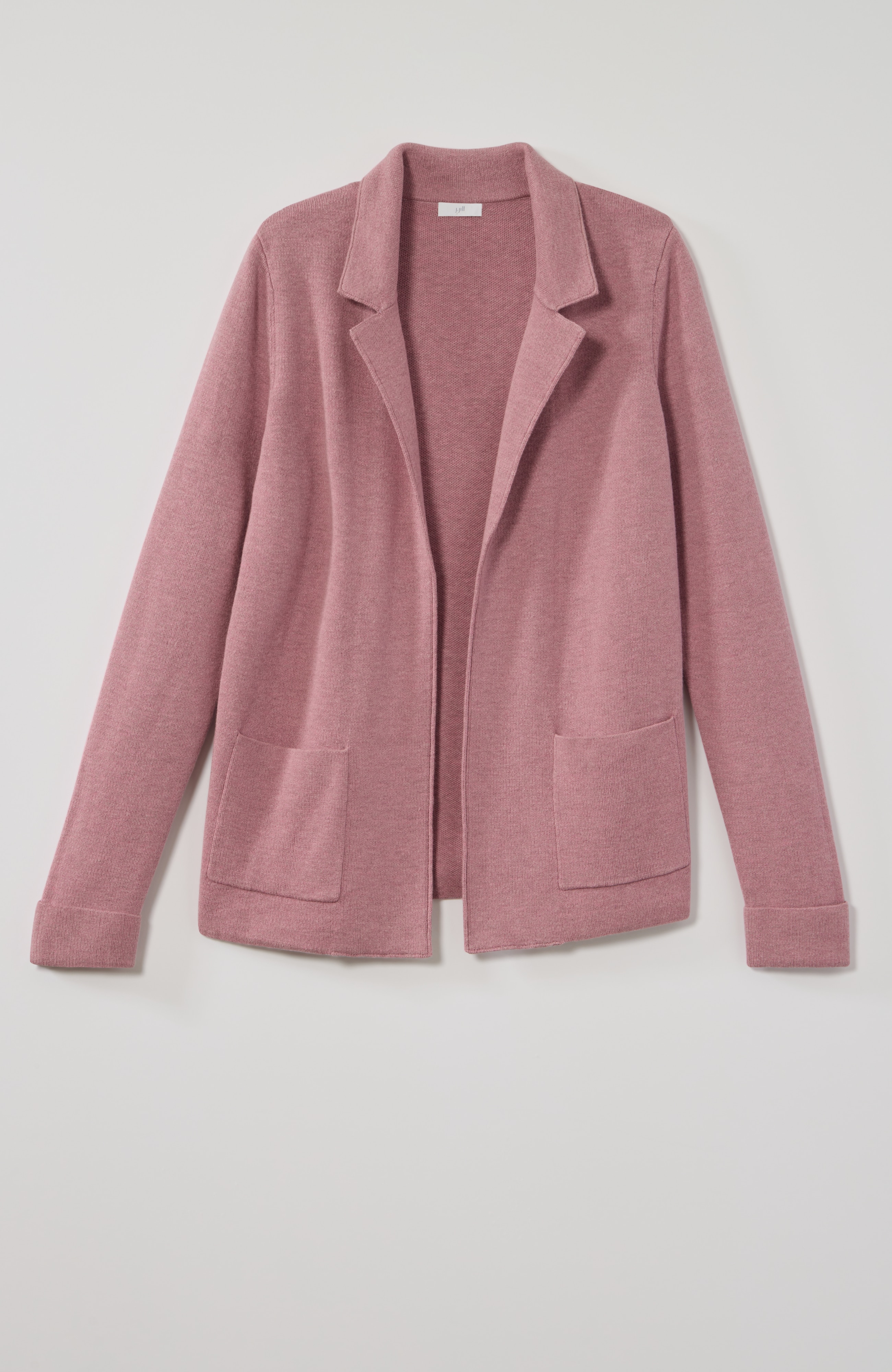 cotton-blend notched-collar cardi