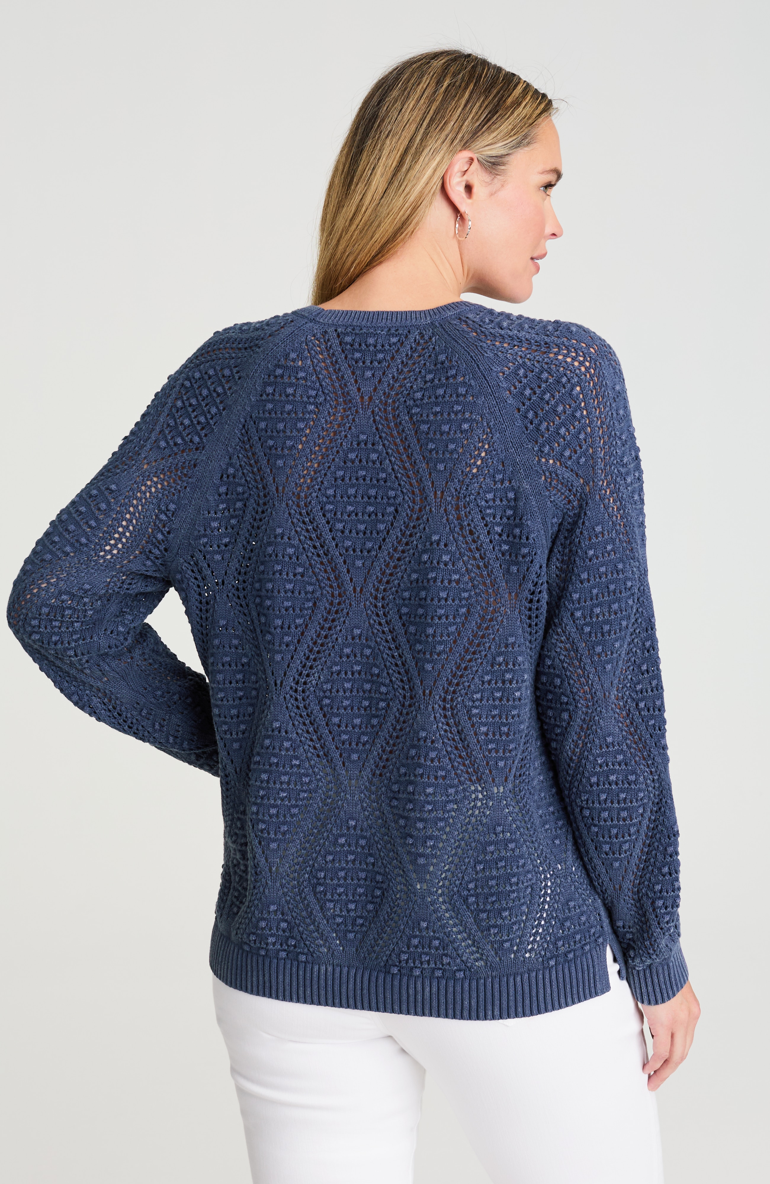 stonewashed popcorn-stitched sweater