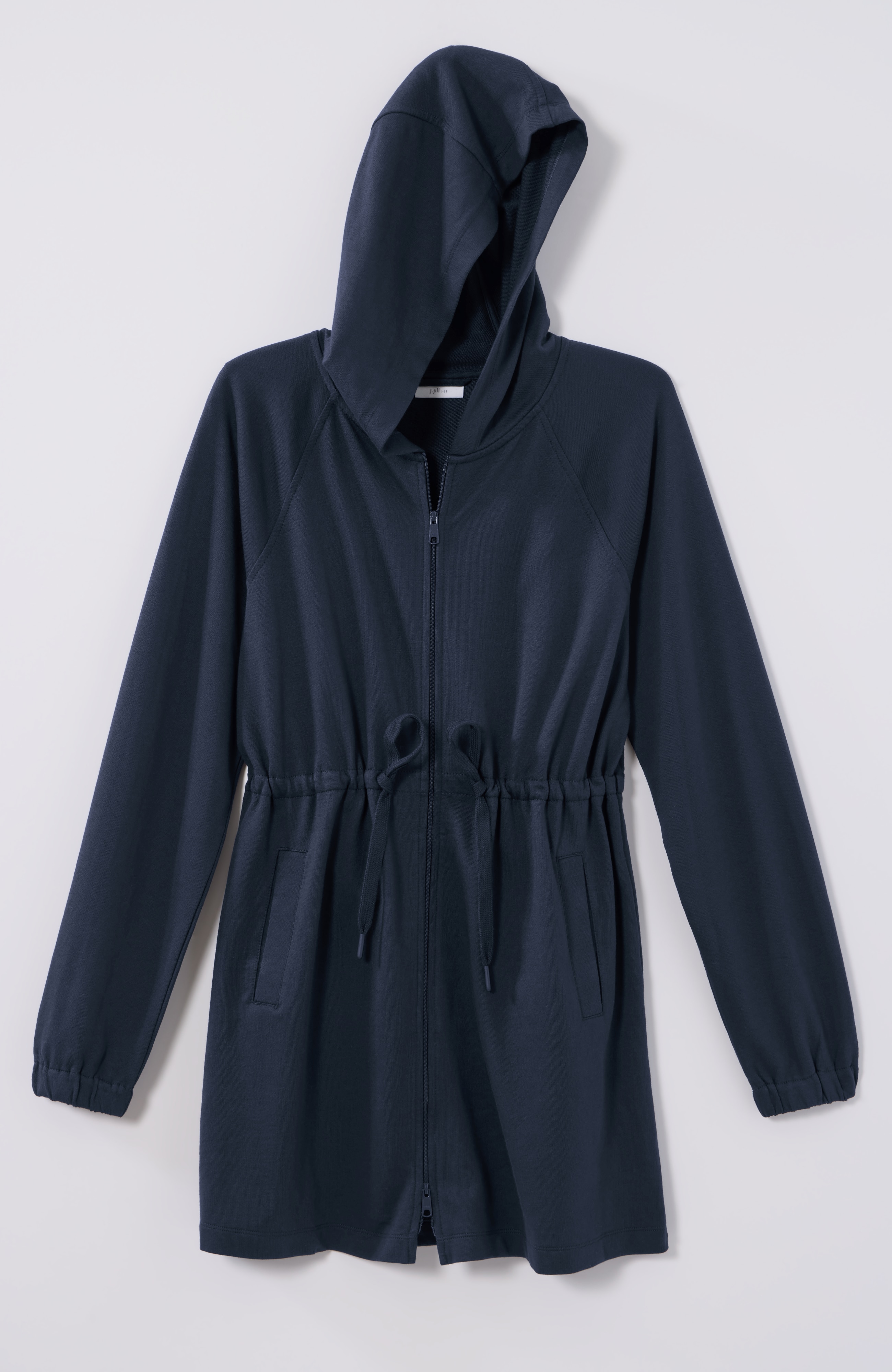 fit drawstring-waist knit jacket