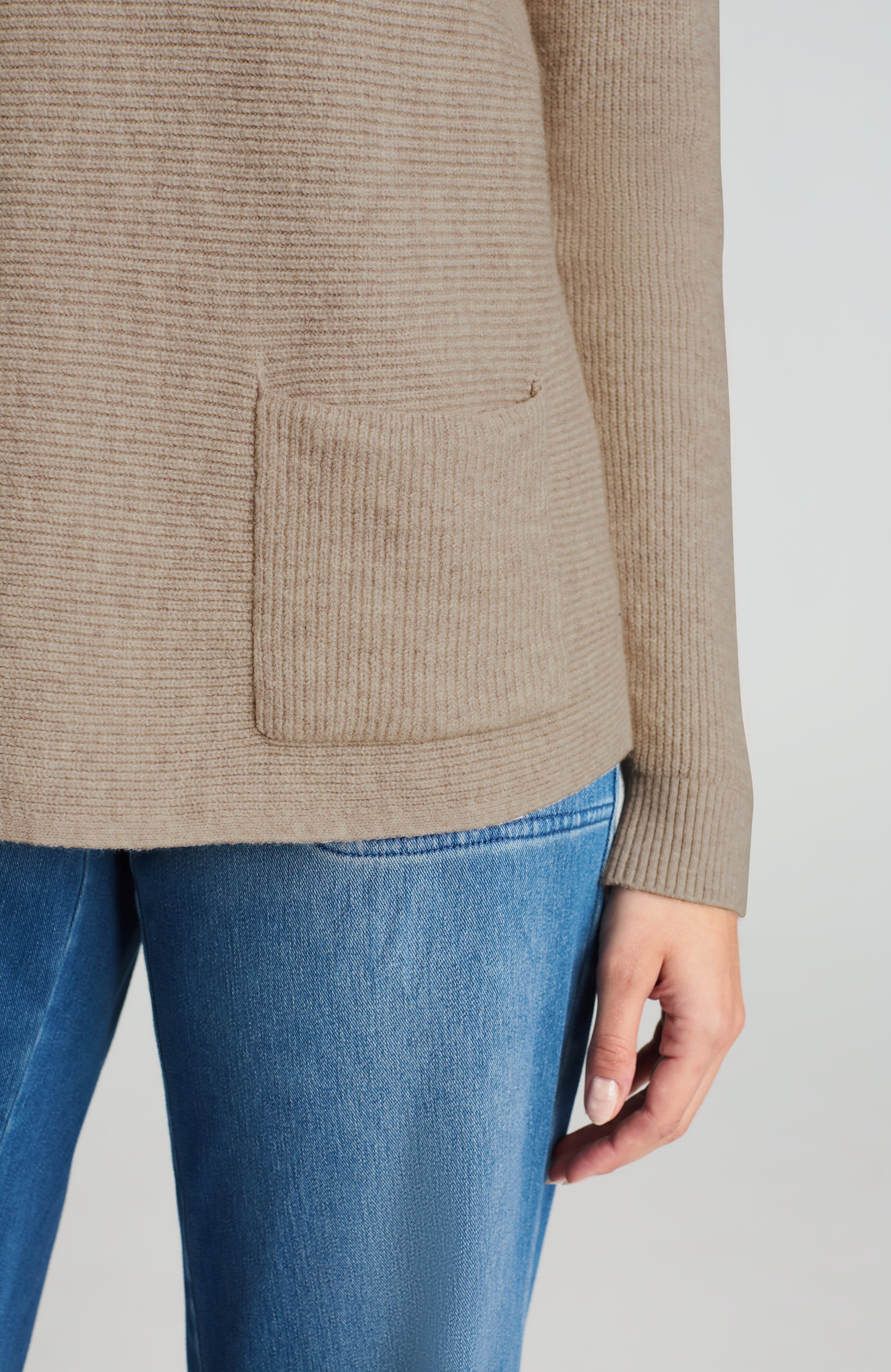 pure jill ribbed one-pocket sweater