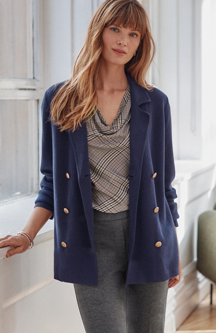 Primary view of the wearever double-breasted sweater blazer