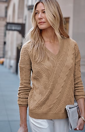 Image for Wearever Cable-Knit Cotton Sweater