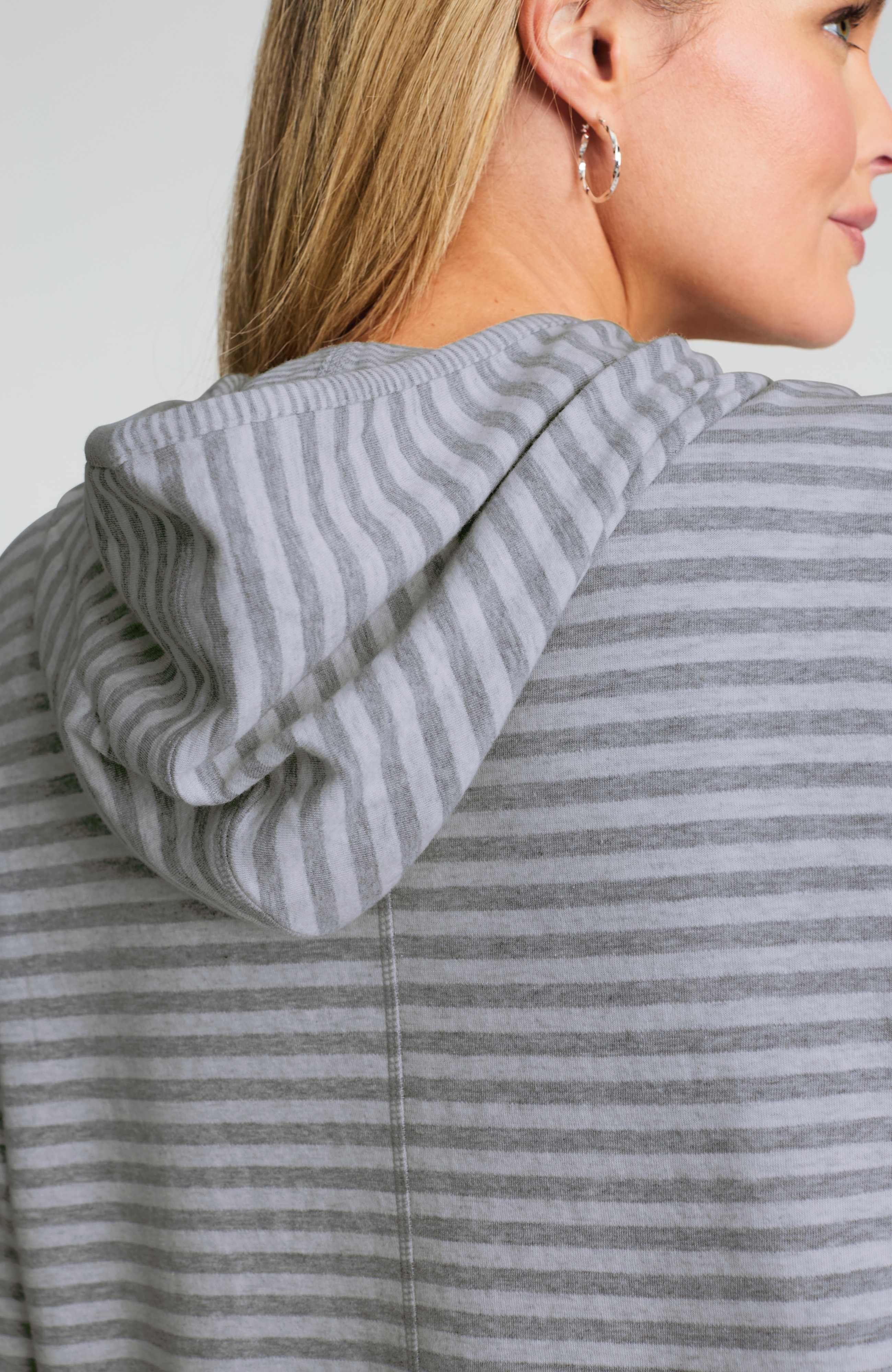 striped double-knit hoodie