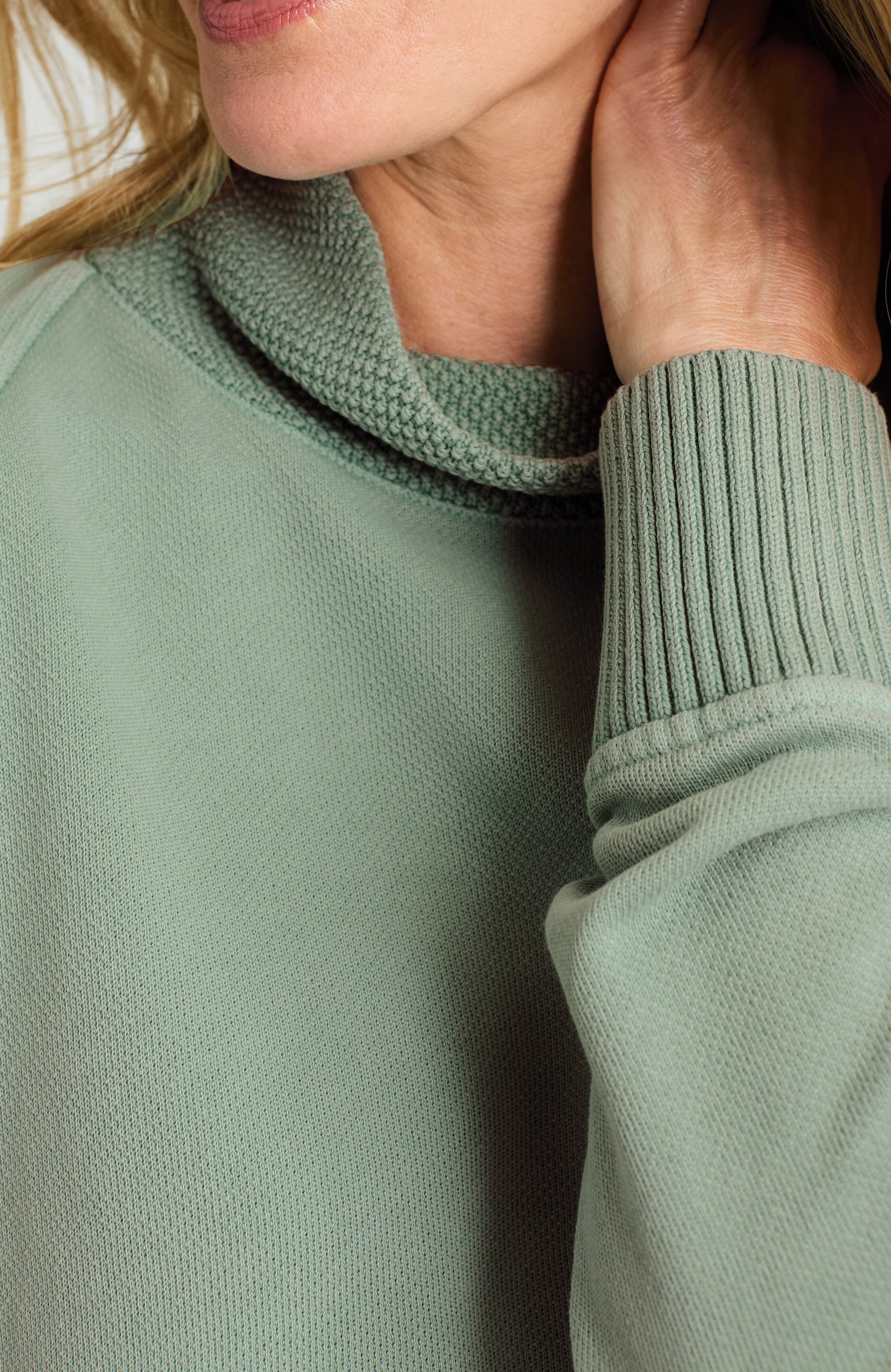 SWEATER-TRIM MOCK-NECK TOP | JJill