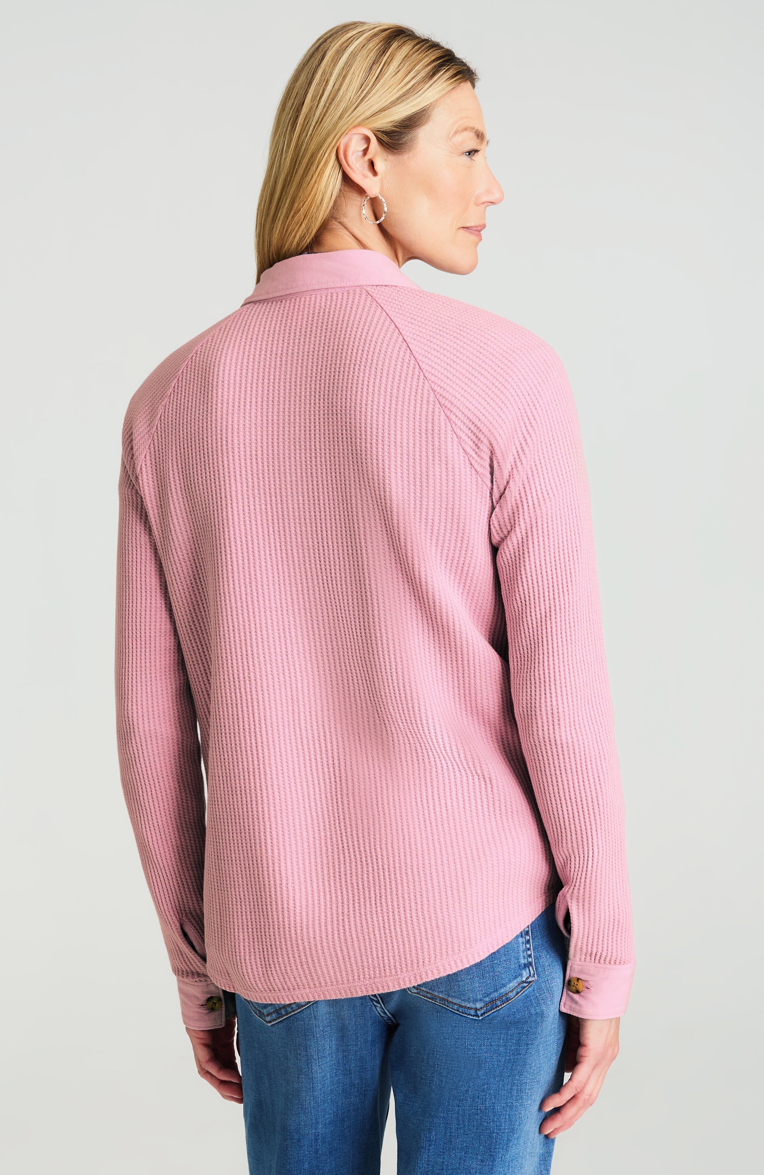 waffle-knit button-down shirt
