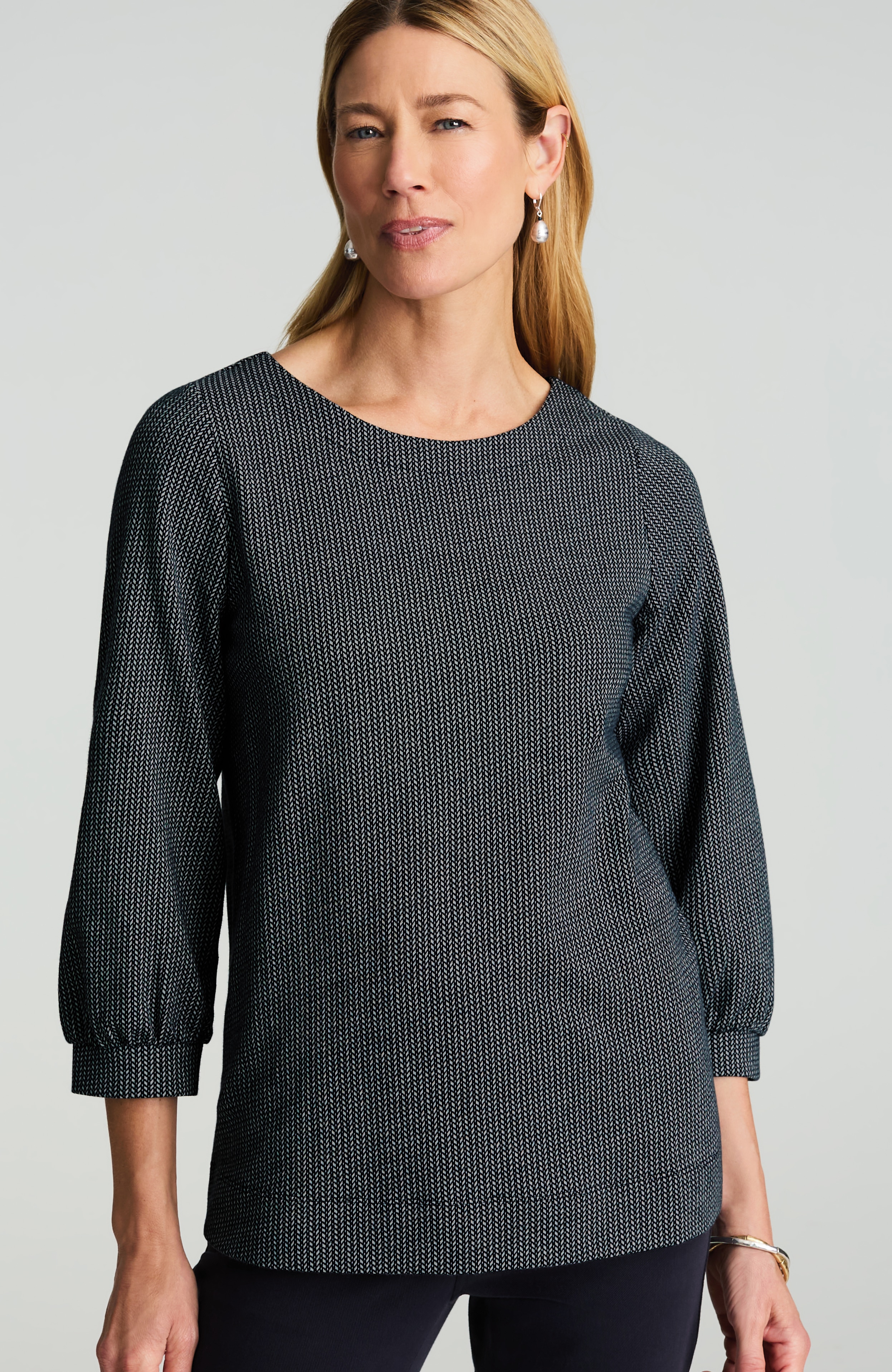 wearever jacquard cuffed top