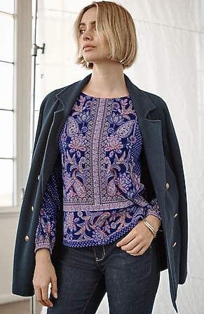 Image for Border-Printed Cotton And Tencel™ Modal Top