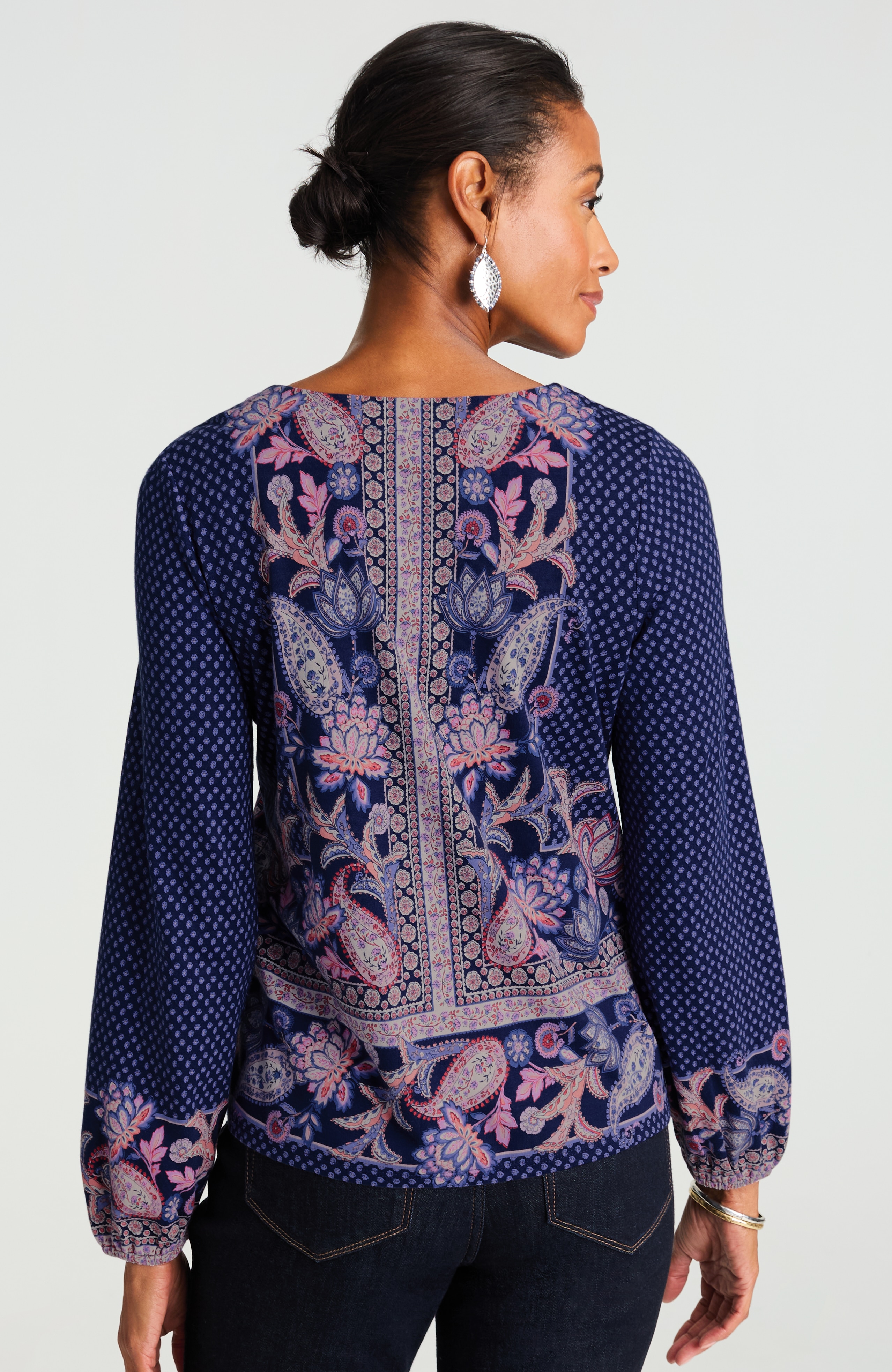 border-printed cotton and tencel™ modal top