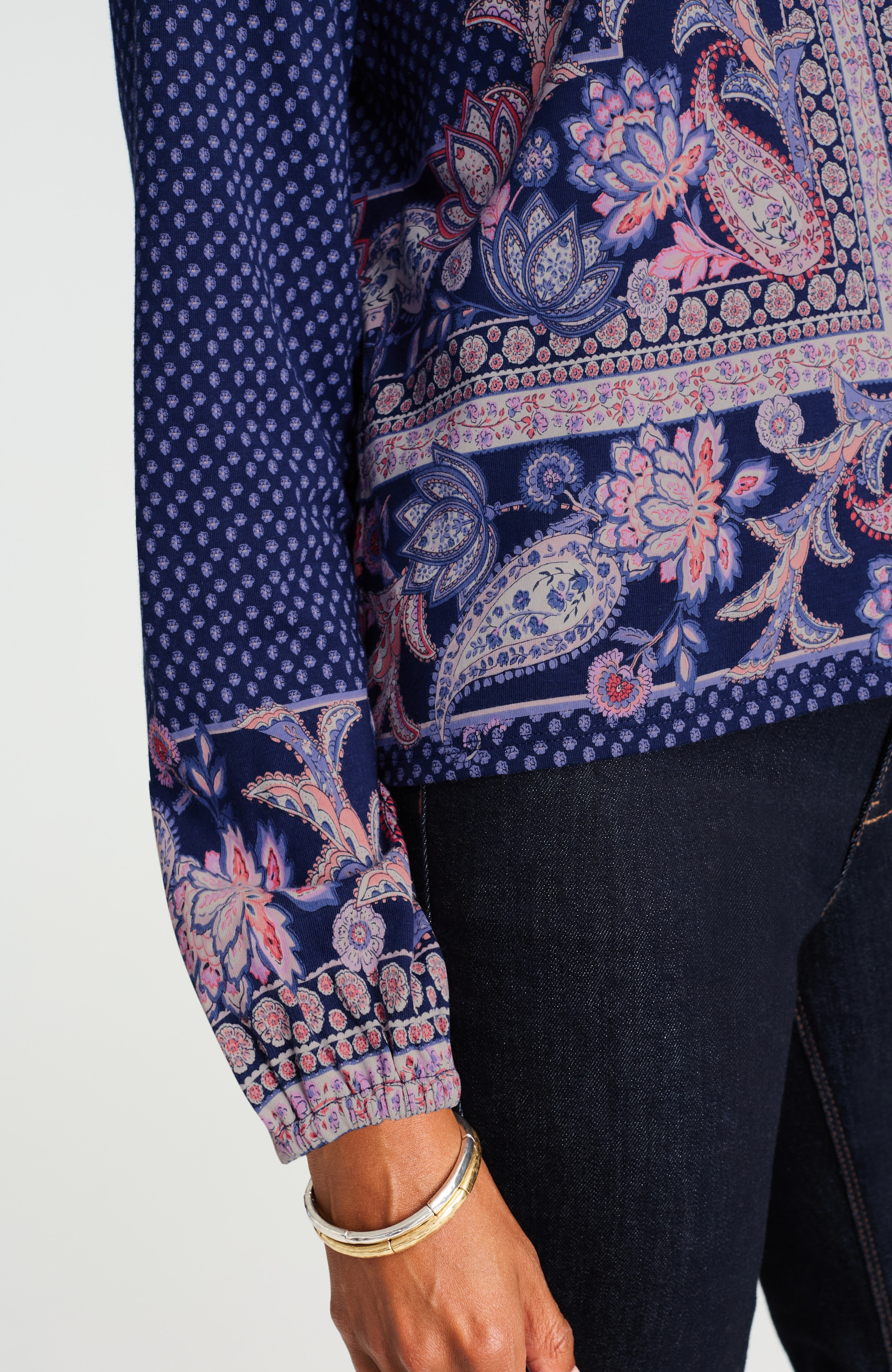 border-printed cotton and tencel™ modal top