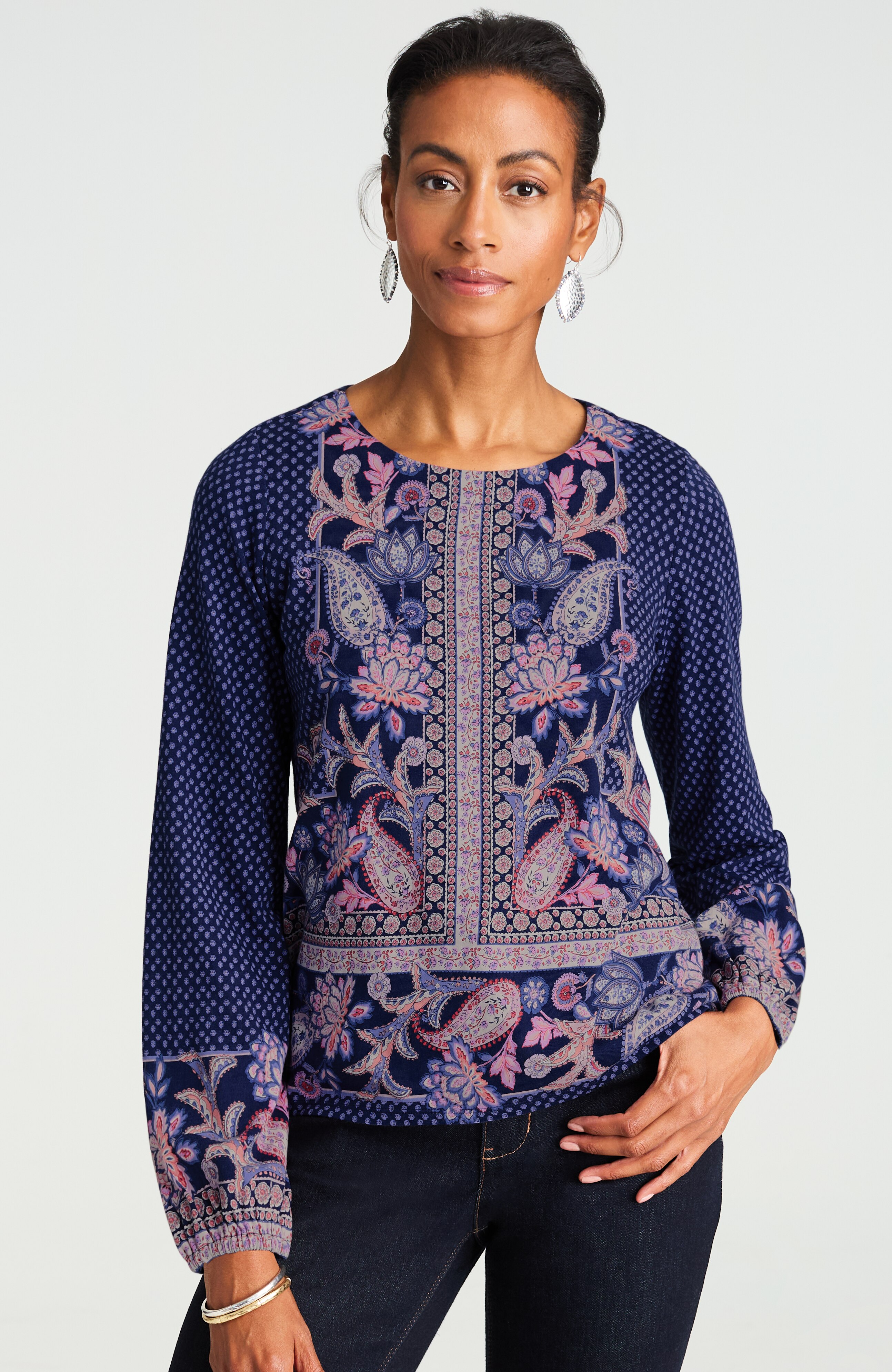 border-printed cotton and tencel™ modal top