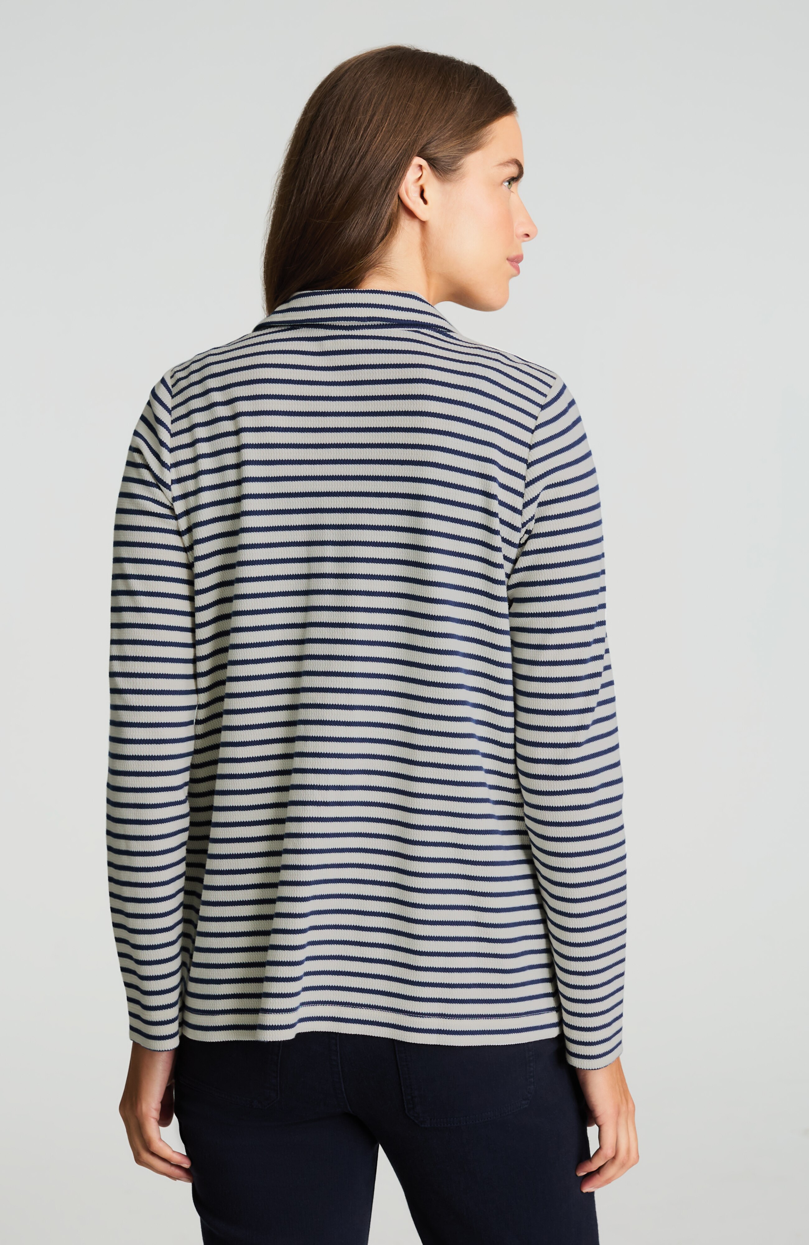 striped textured-knit shirt