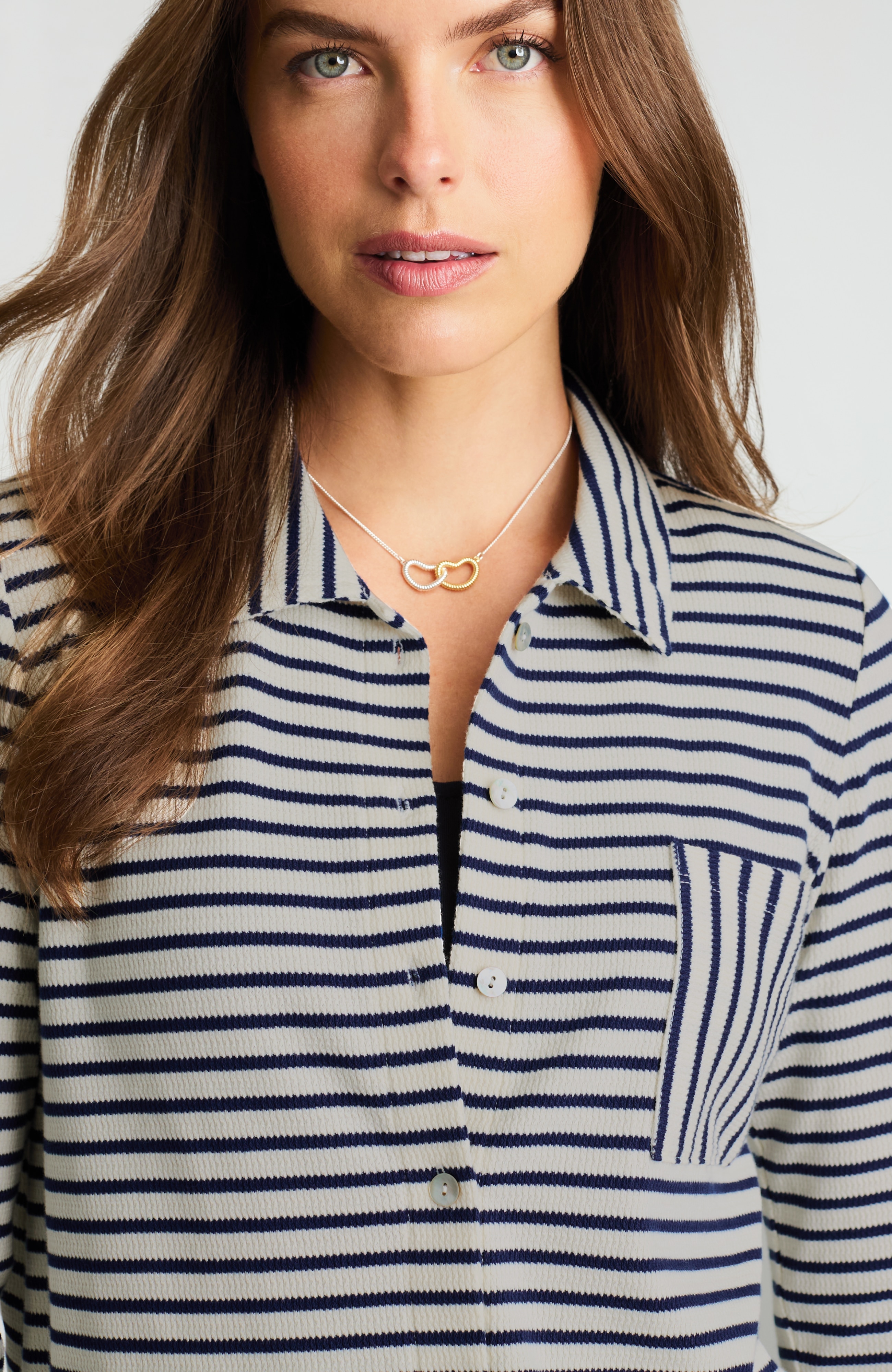 striped textured-knit shirt