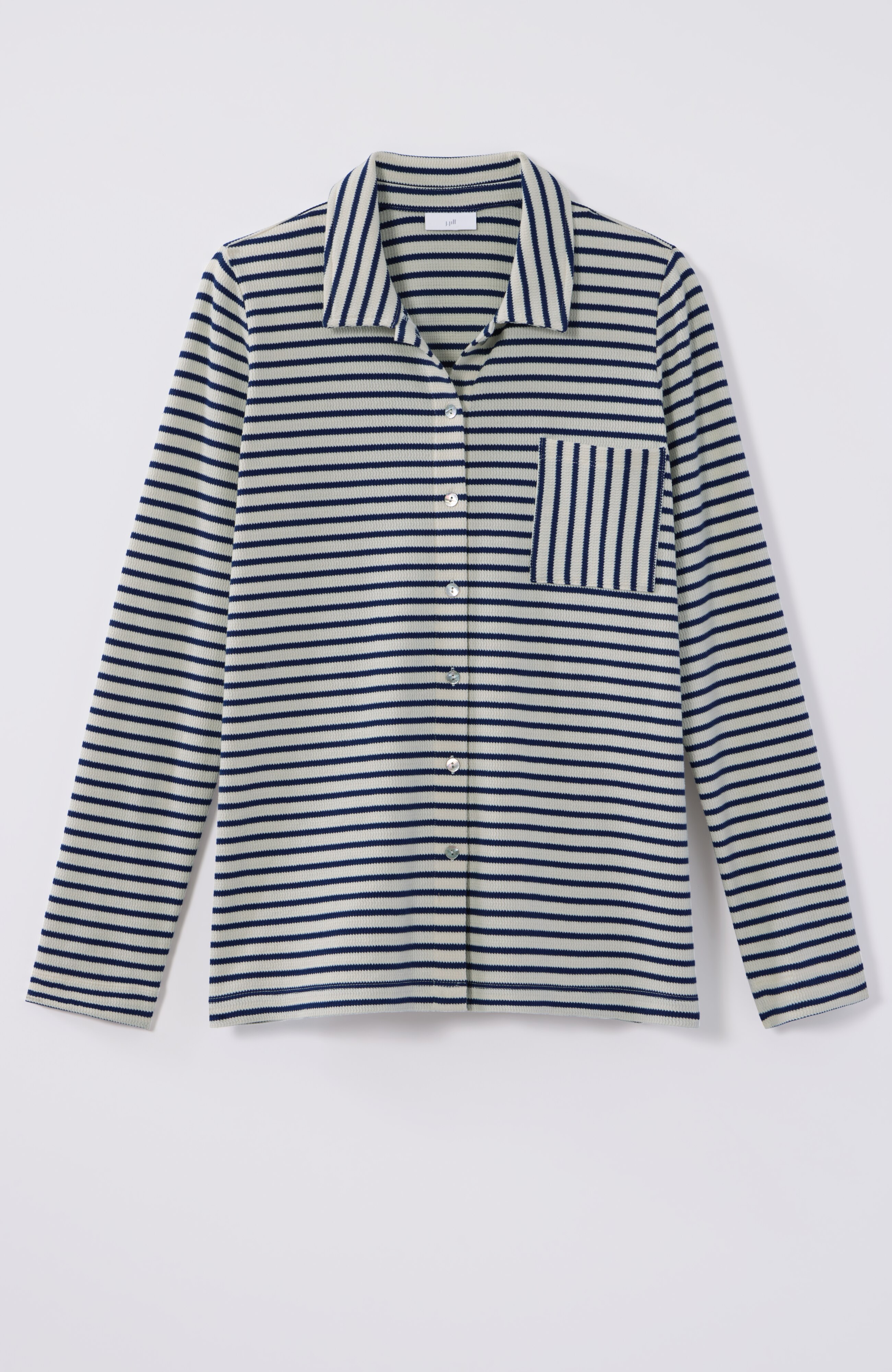 striped textured-knit shirt