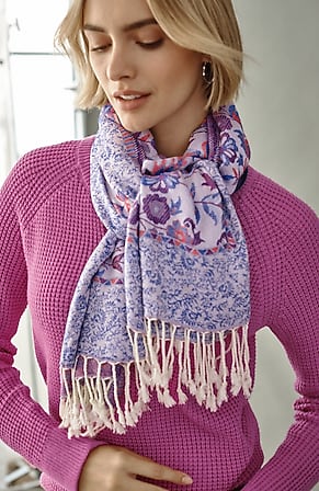 Image for Fringe-Trim Jacquard Scarf