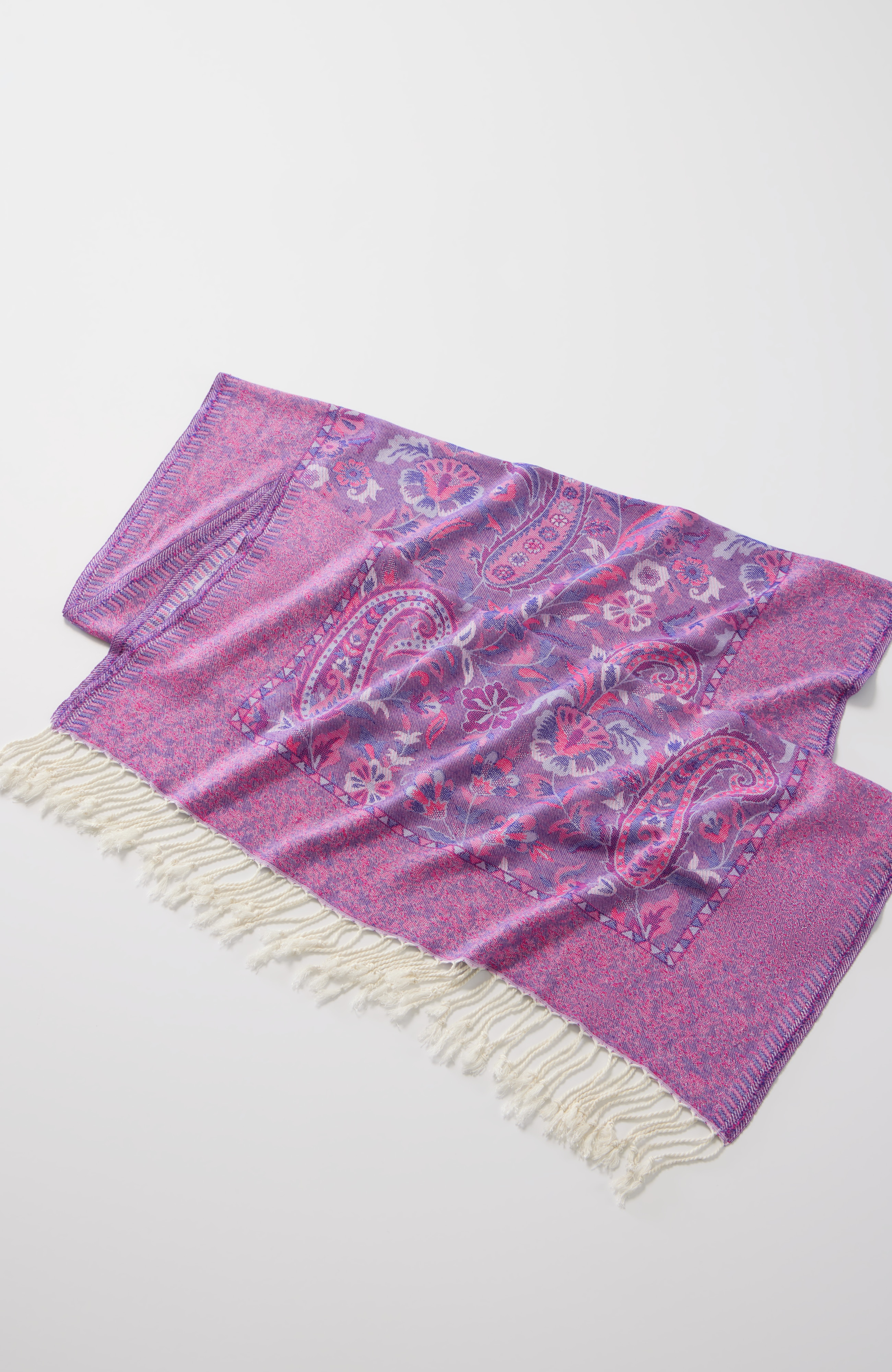 fringe-trim jacquard scarf
