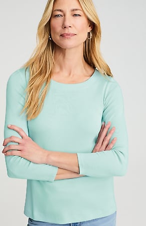 Image for Pima 3/4-Sleeve Scoop-Neck Tee