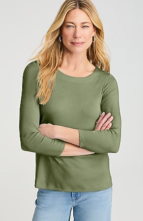 Image for Pima 3/4-Sleeve Scoop-Neck Tee
