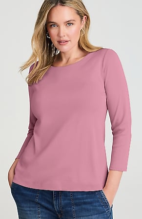 Image for Pima 3/4-Sleeve Scoop-Neck Tee