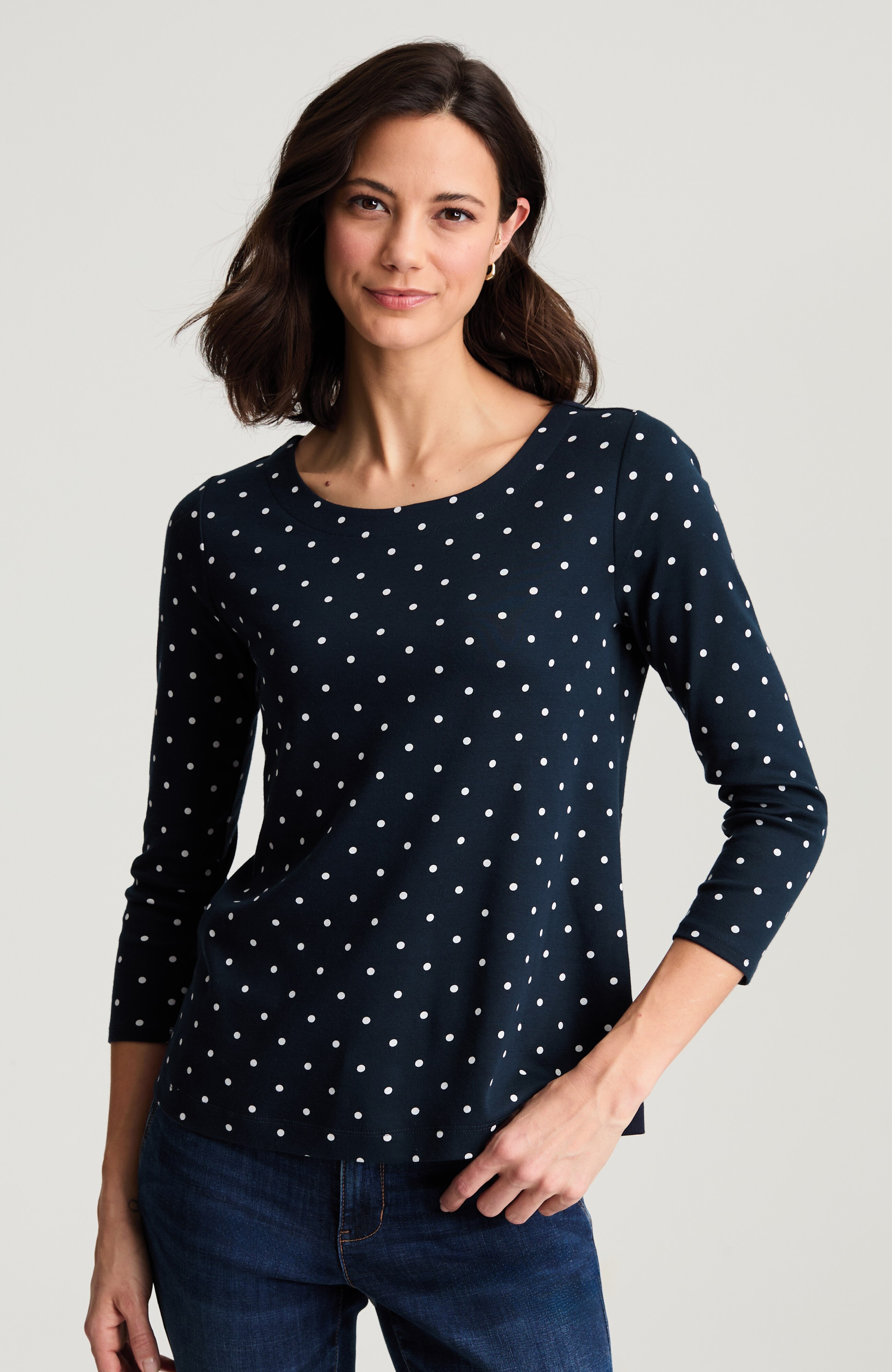 Pima 3/4-Sleeve Scoop-Neck Tee | JJill