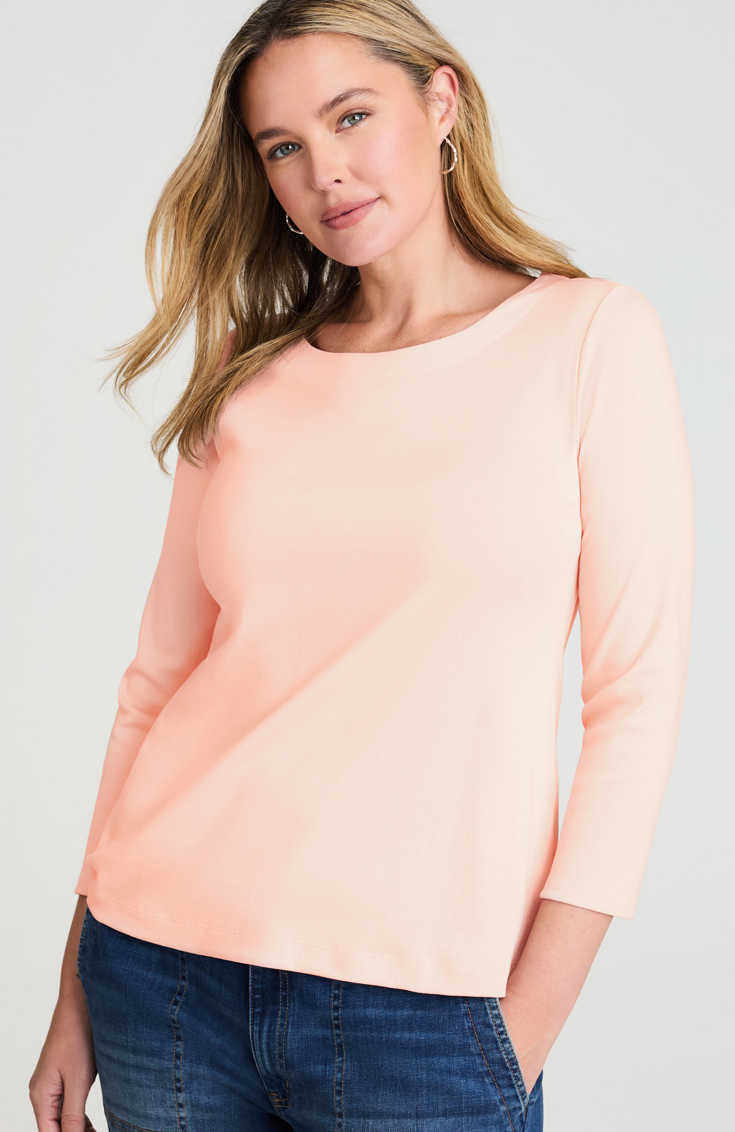 pima 3/4-sleeve scoop-neck tee