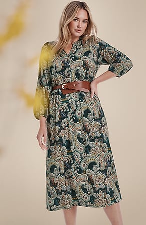 Image for Smocked-Waist Knit Midi Dress