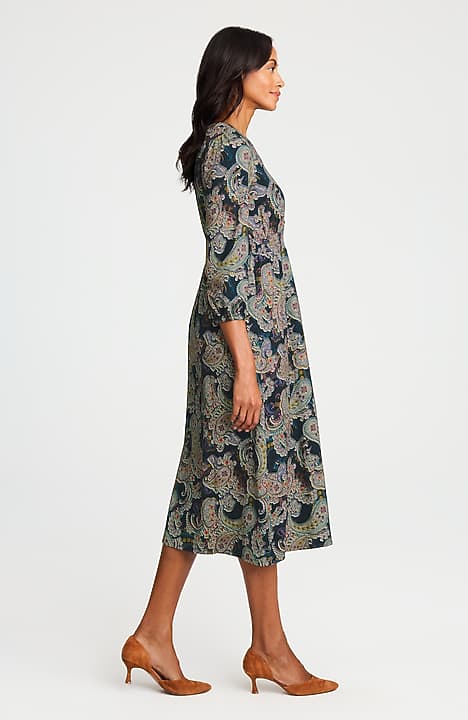 SMOCKED-WAIST KNIT MIDI DRESS | JJill SMOCKED-WAIST KNIT MIDI DRESS | JJill