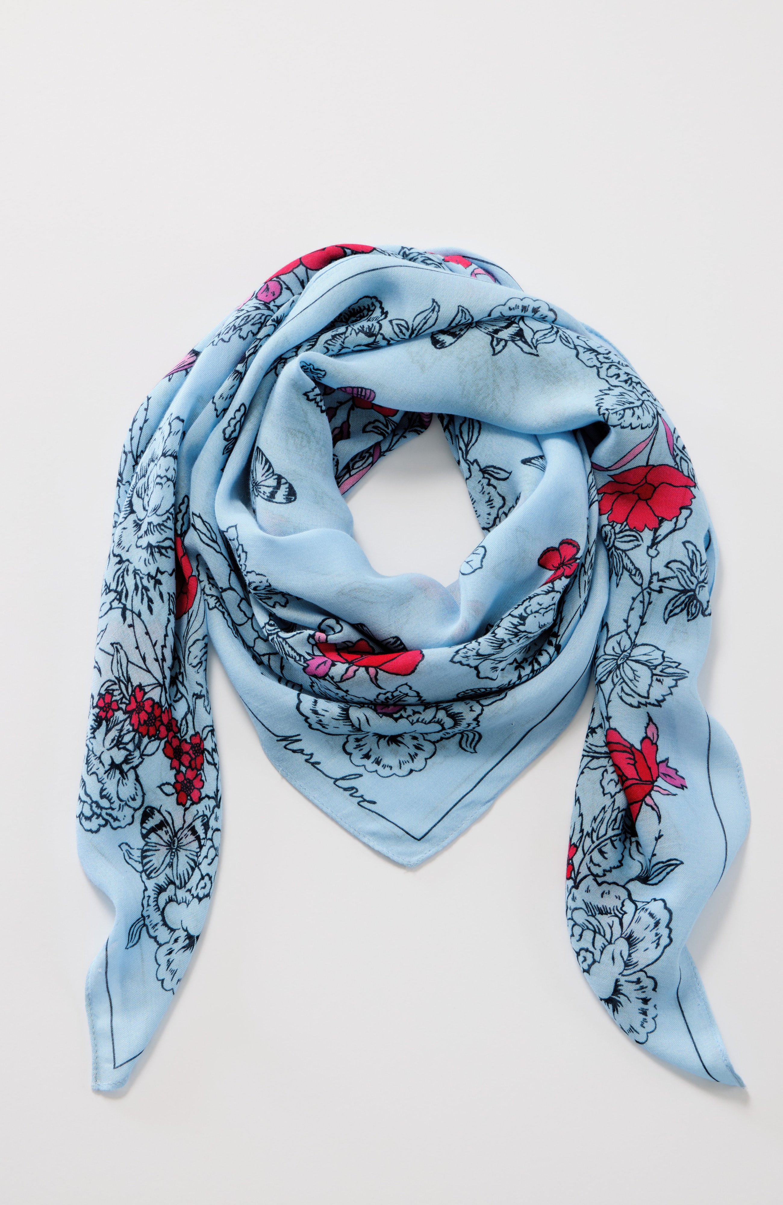 heart-printed square scarf