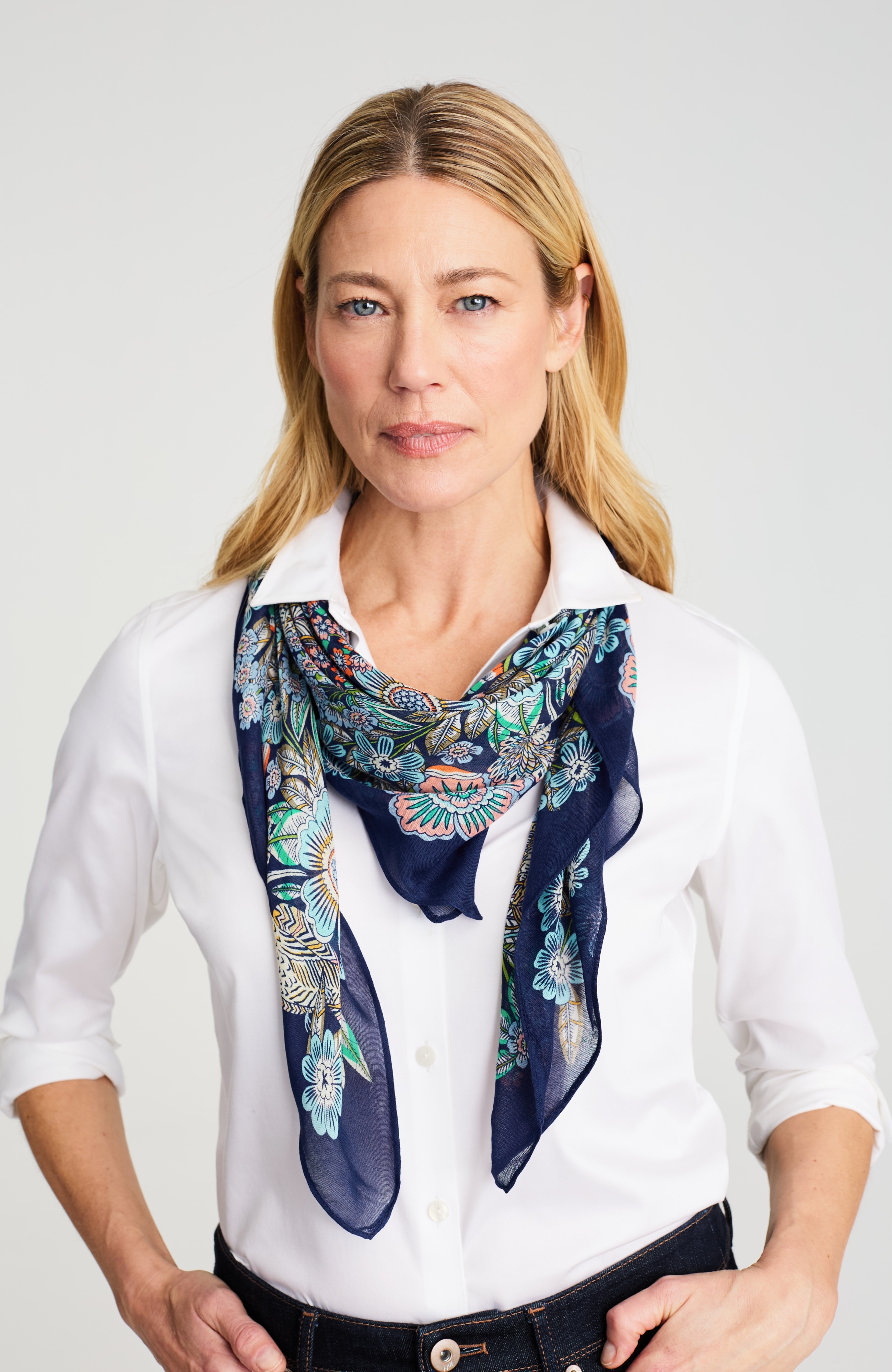 whimsical printed square scarf