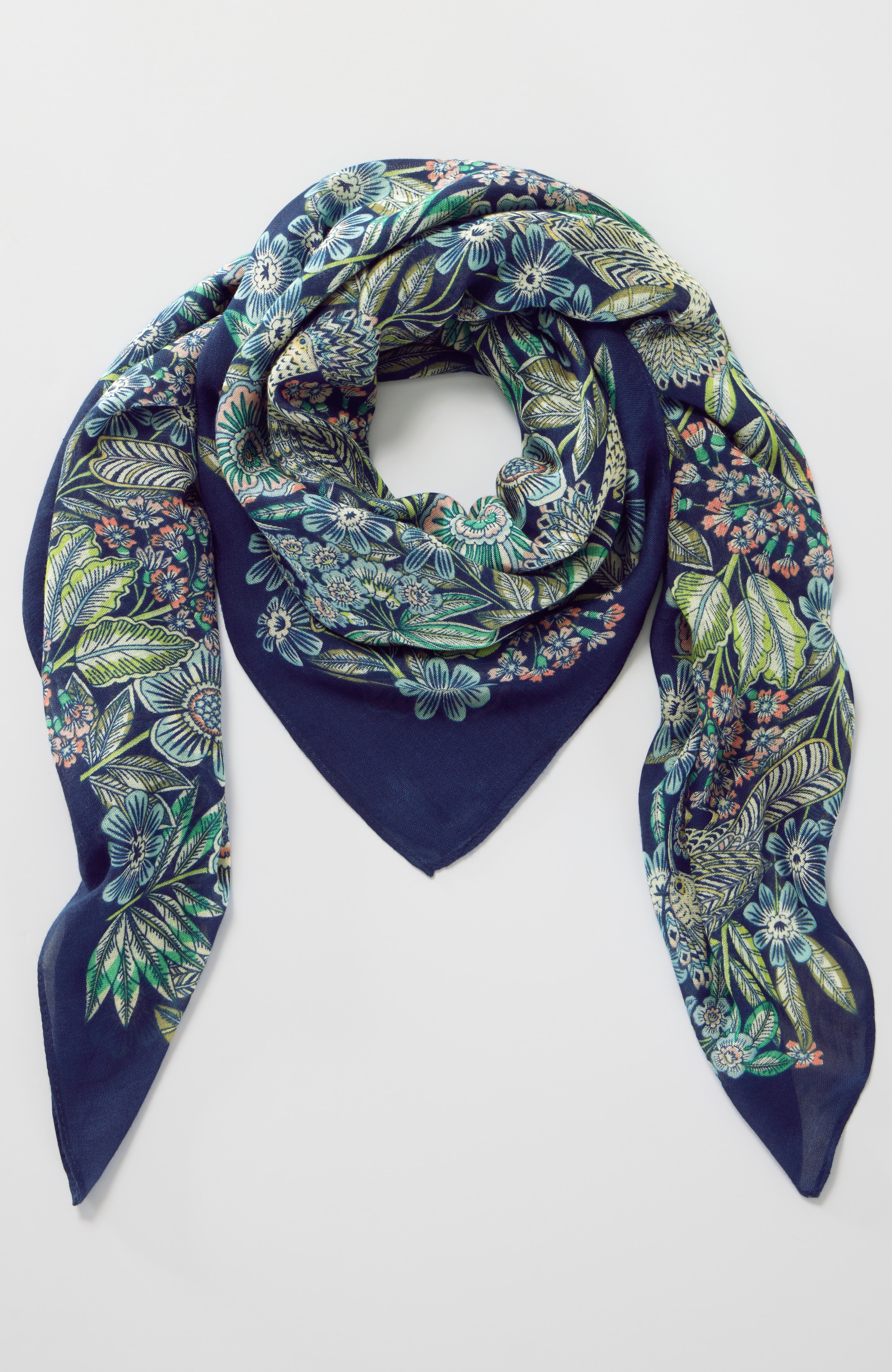 whimsical printed square scarf