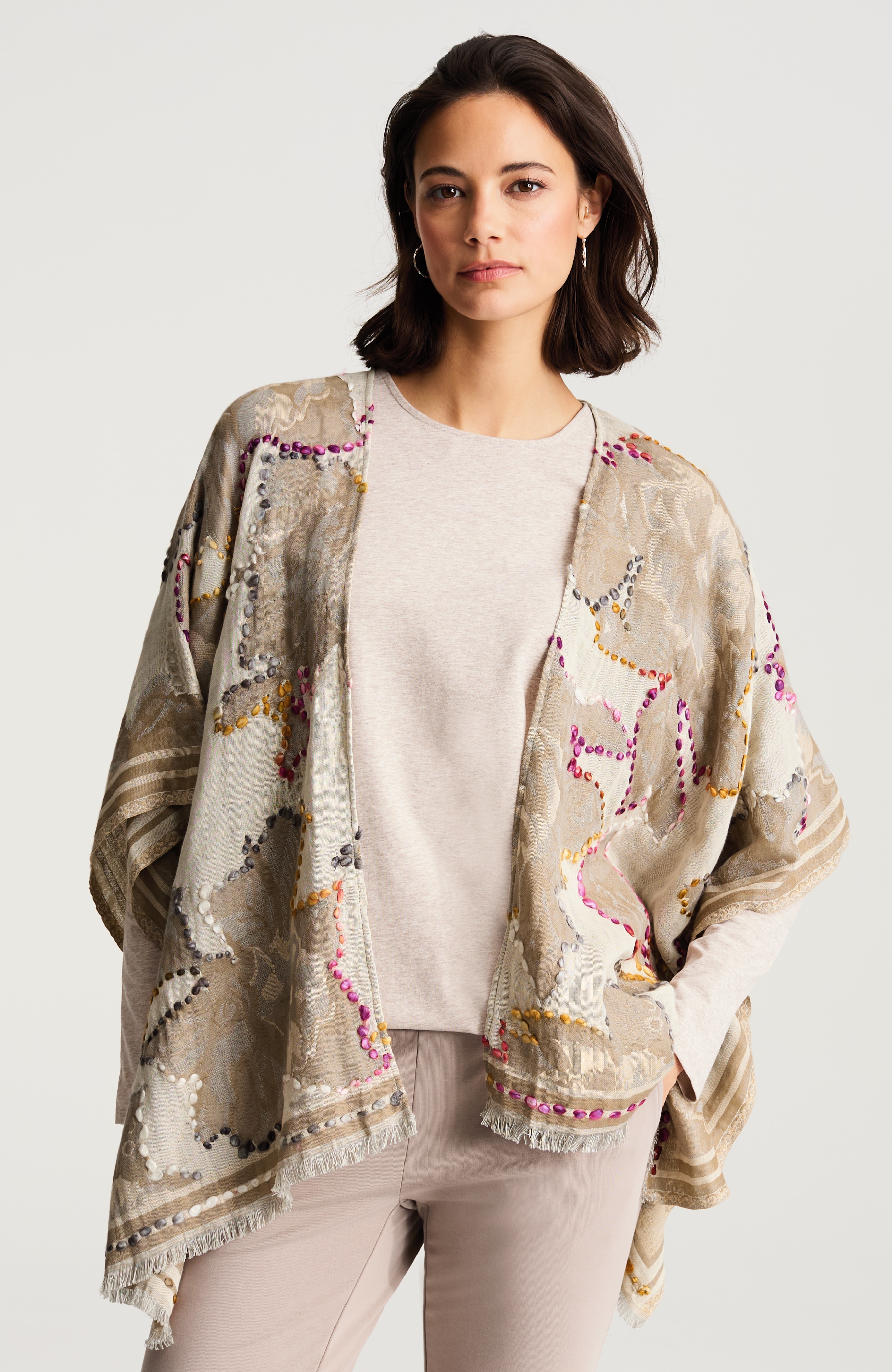 hand-embroidered ruana