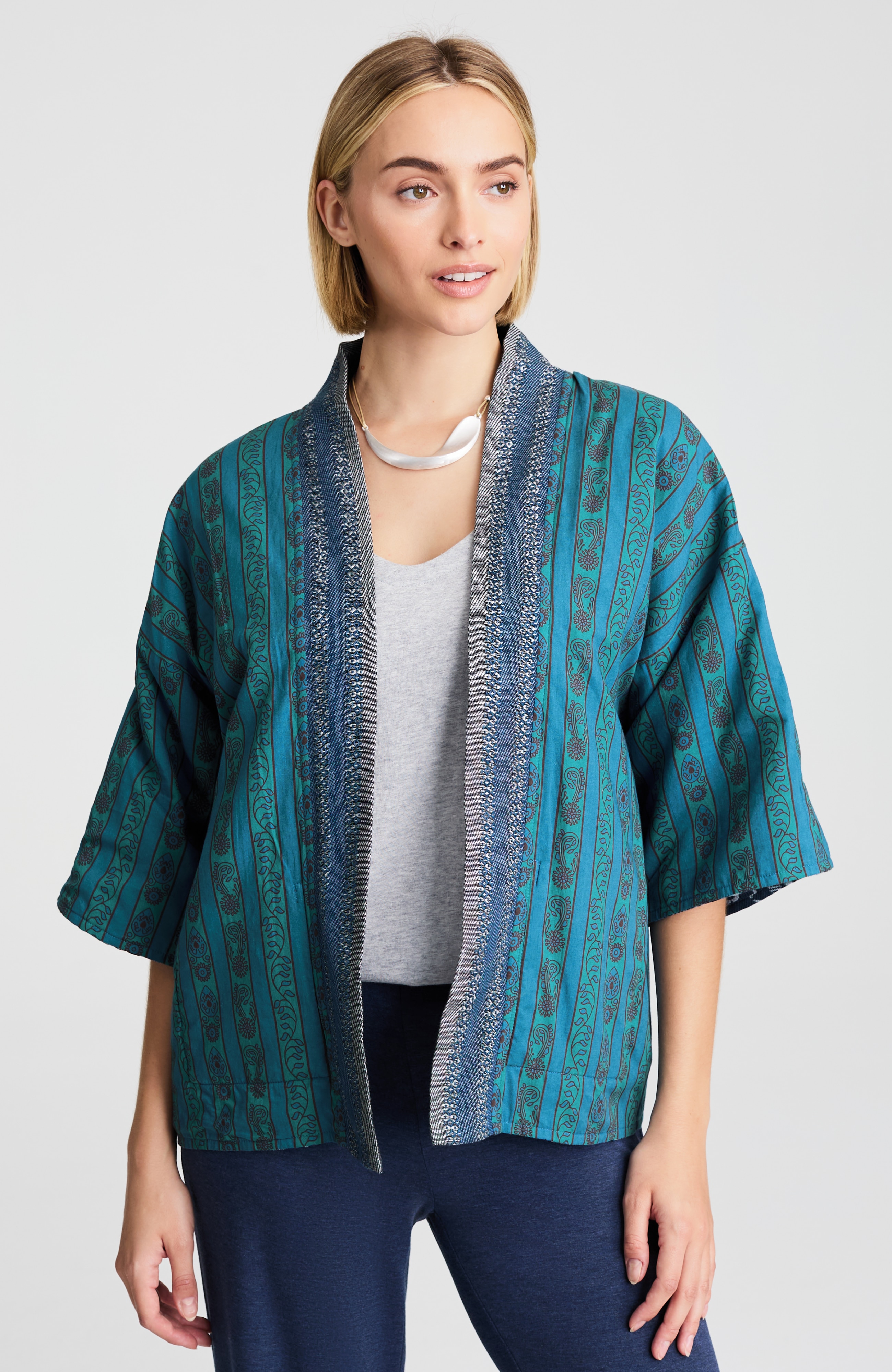 reversible embroidered soft jacket