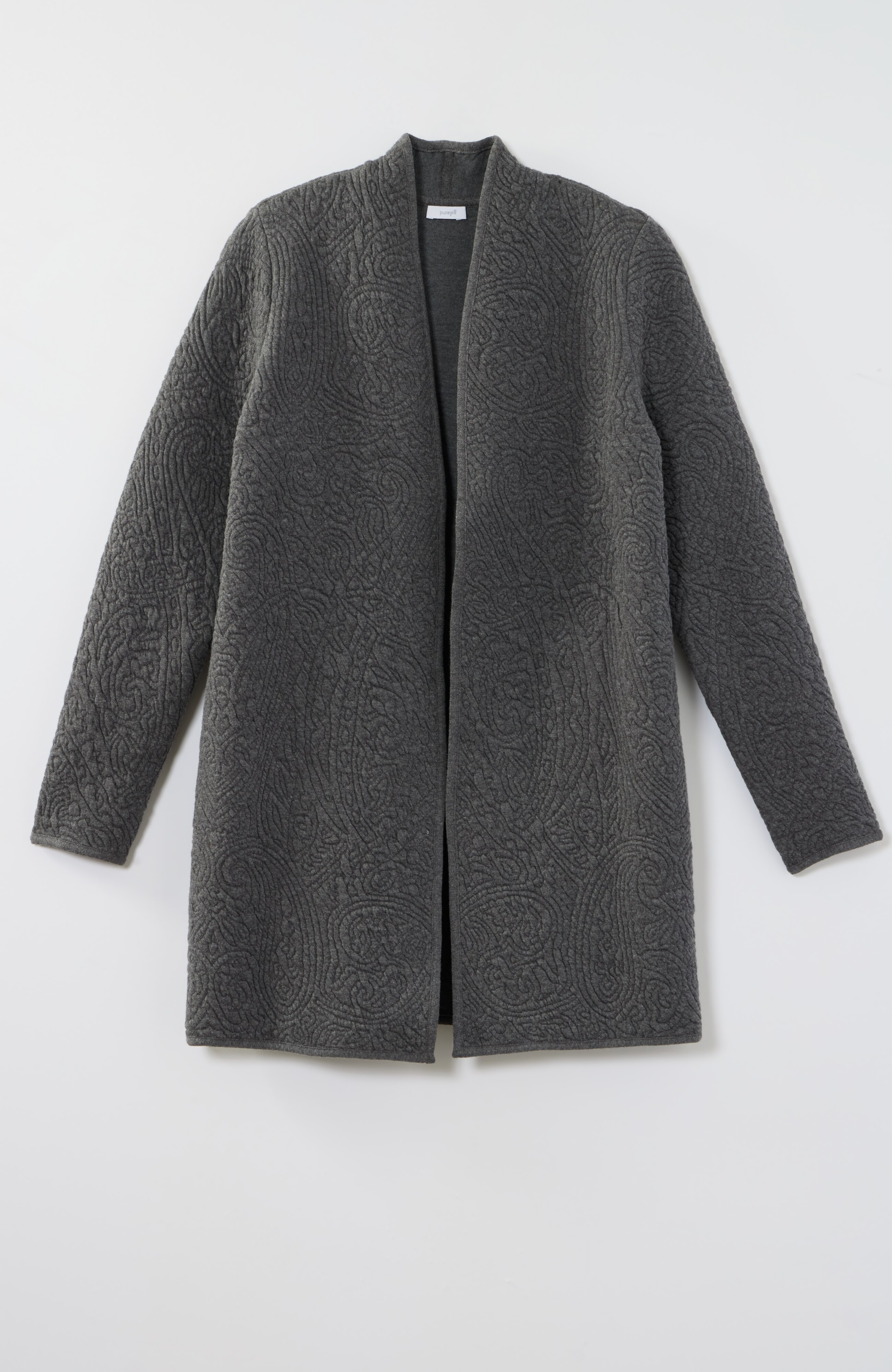 Quilted Open-Front Cardi