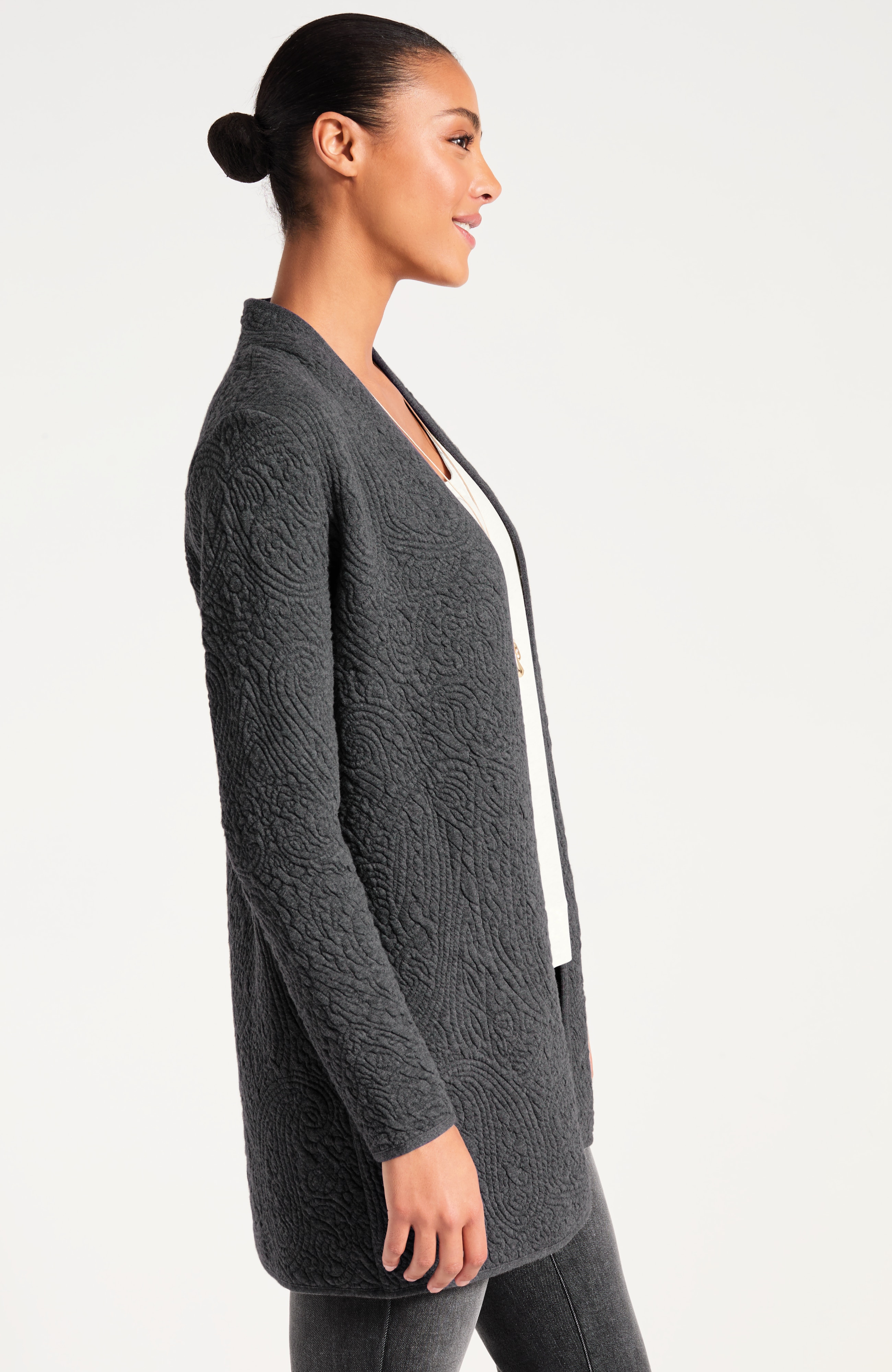 Quilted Open-Front Cardi | JJill