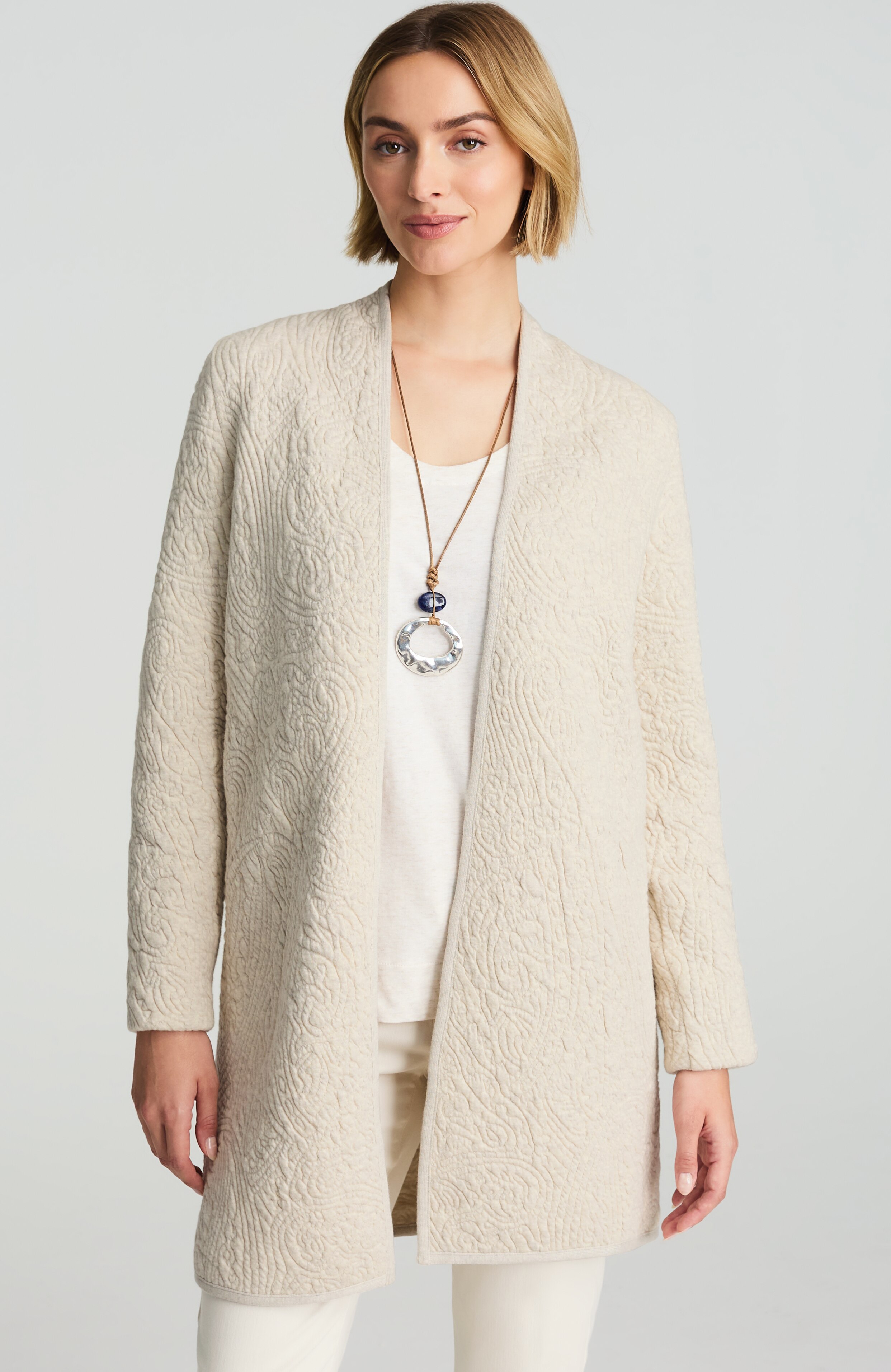 PURE JILL QUILTED OPEN-FRONT CARDI | JJill