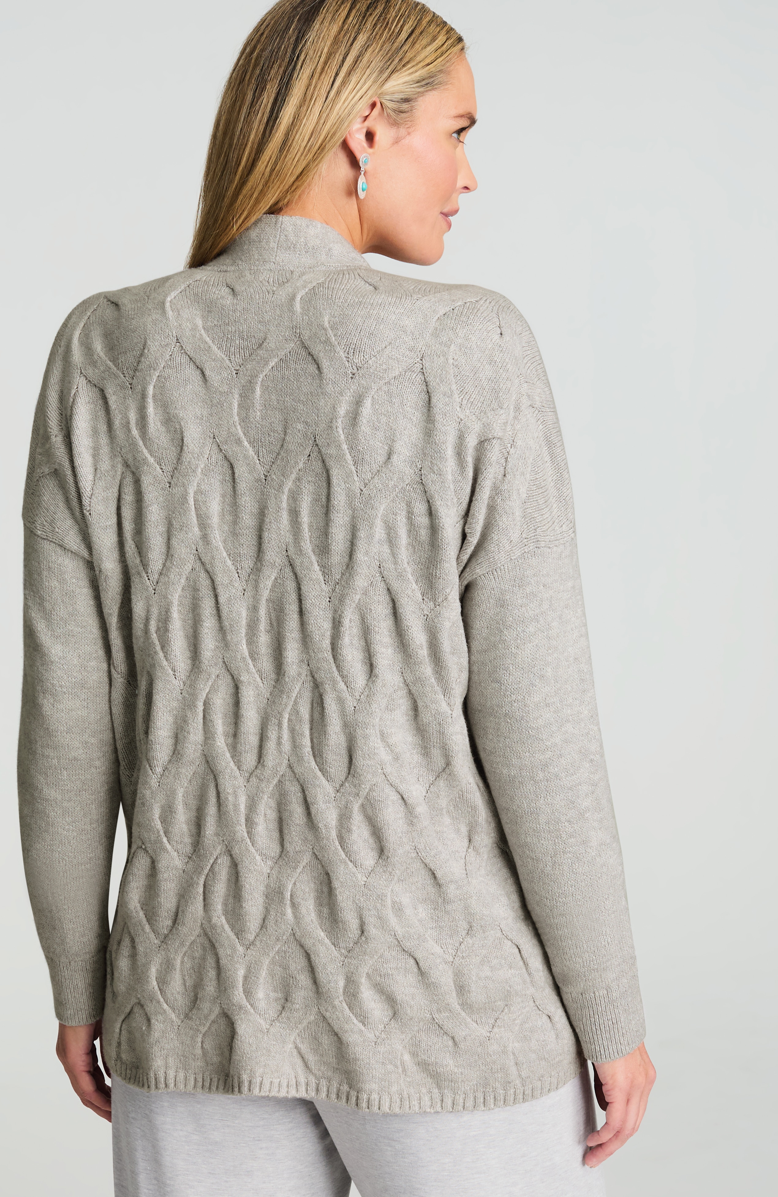 pure jill textured open-front cardi